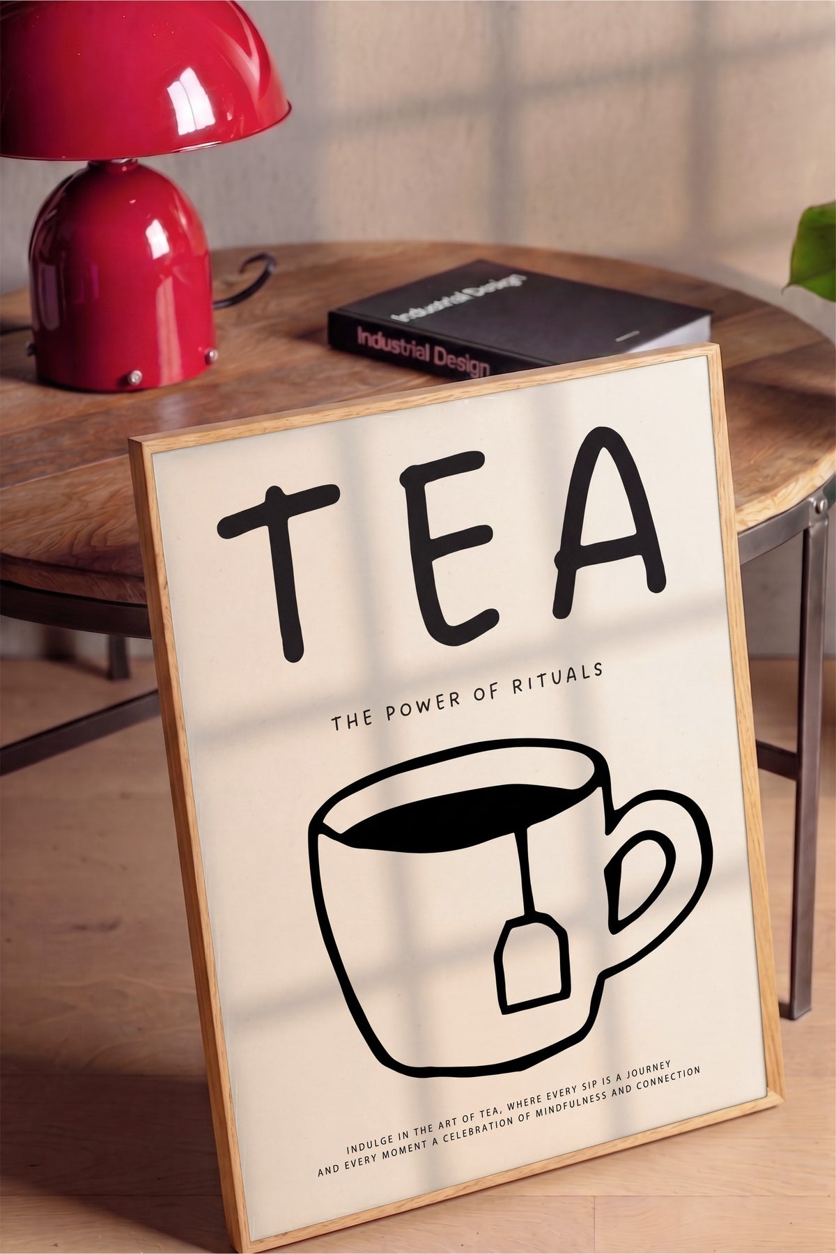 Çay Ritüeli İllüstrasyonu Poster – Ahşap Çerçeveli Tablo