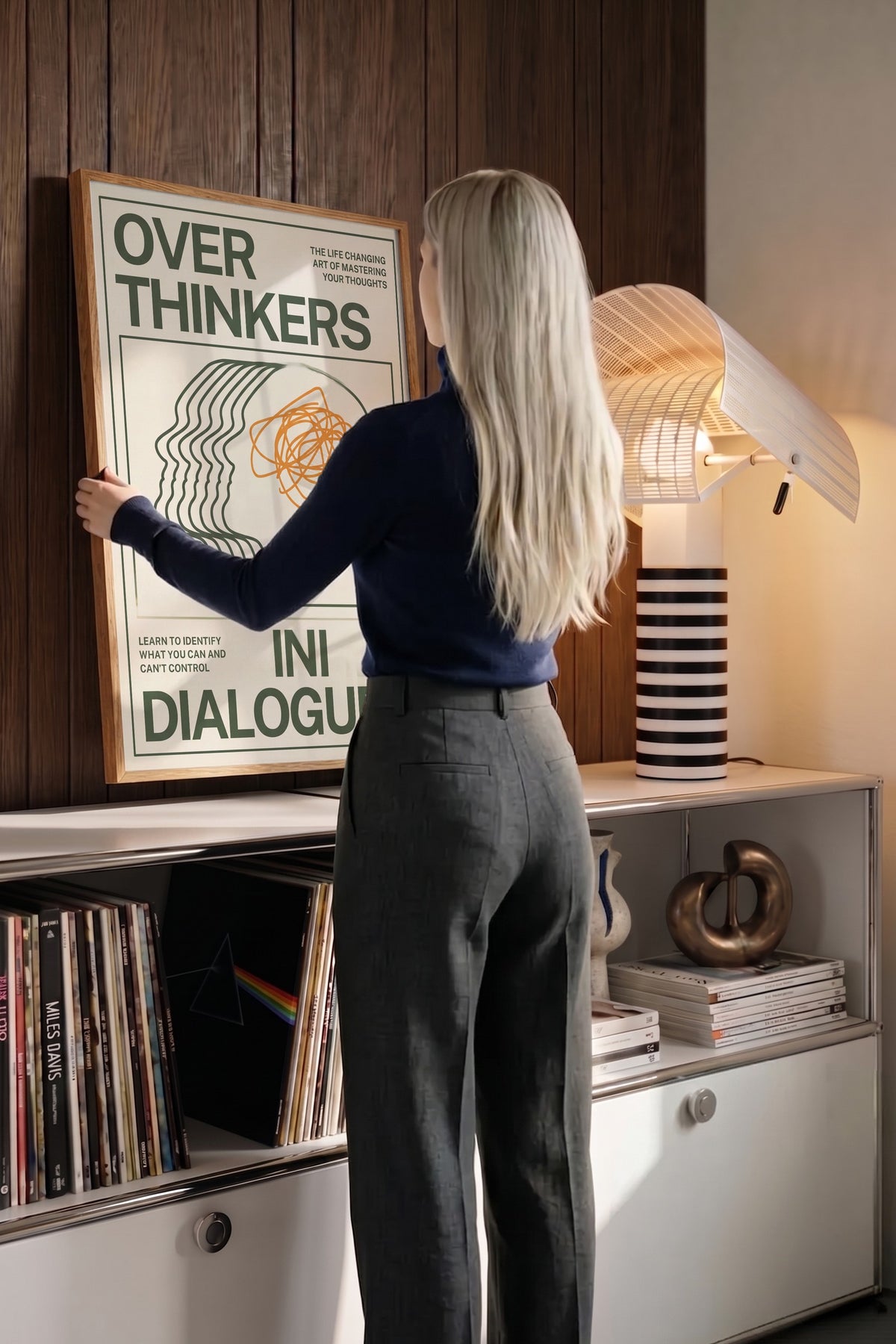 Aşırı Düşünme Üzerine Tipografik Kompozisyon Poster – Ahşap Çerçeveli Tablo