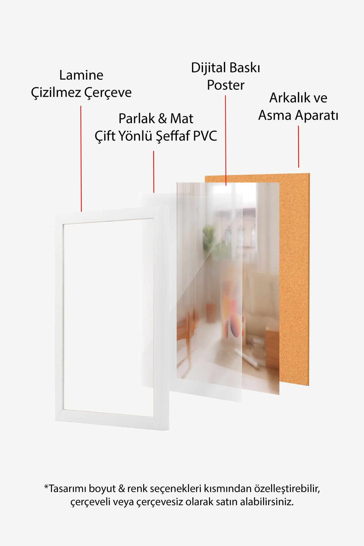 Soyut Renk Lekeleri Poster – Beyaz Çerçeveli Tablo