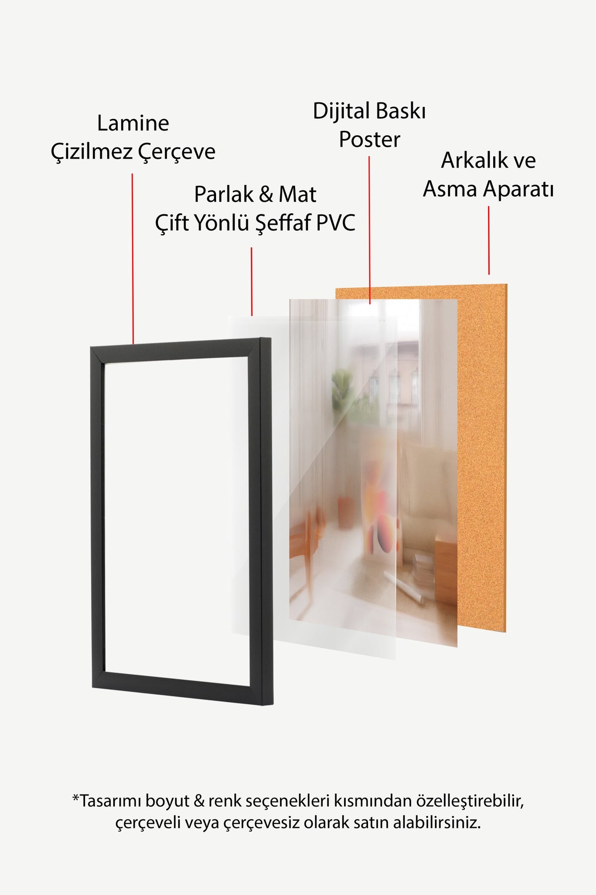 Soyut Renk Lekeleri Poster – Siyah Çerçeveli Tablo