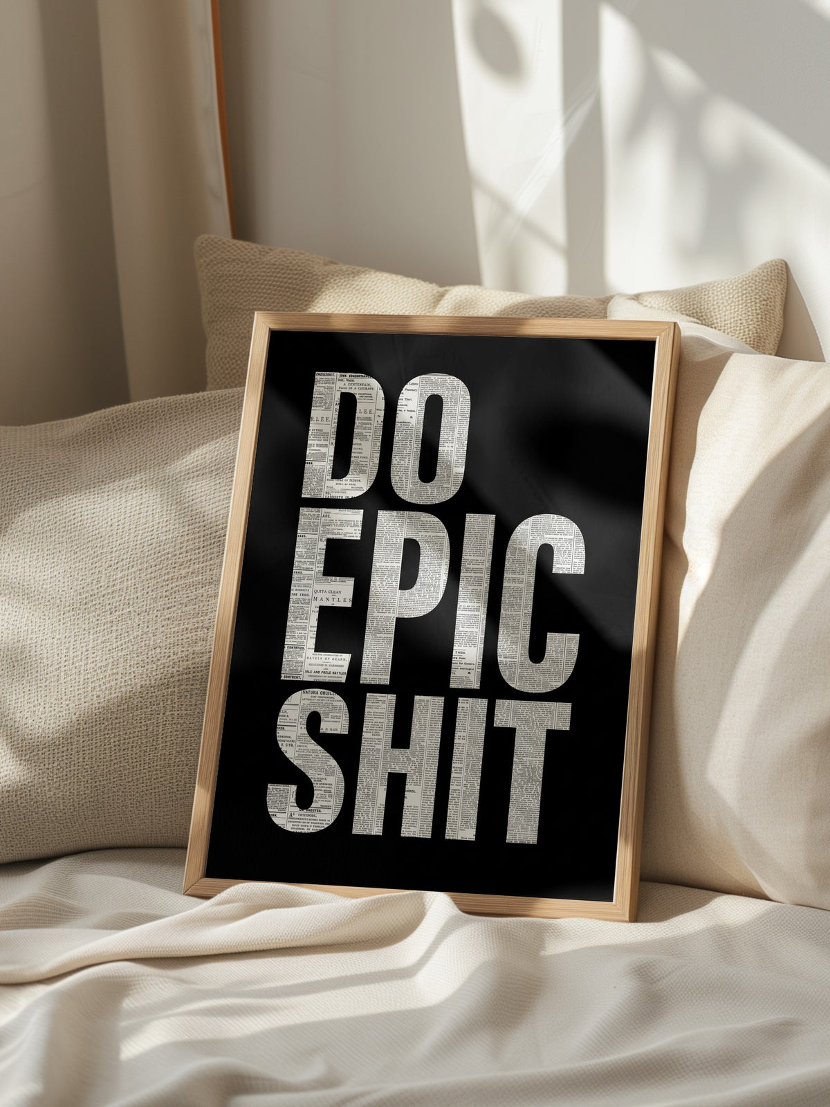 Gazete Kolajlı Motivasyon Yazısı Poster – Ahşap Çerçeveli Tablo