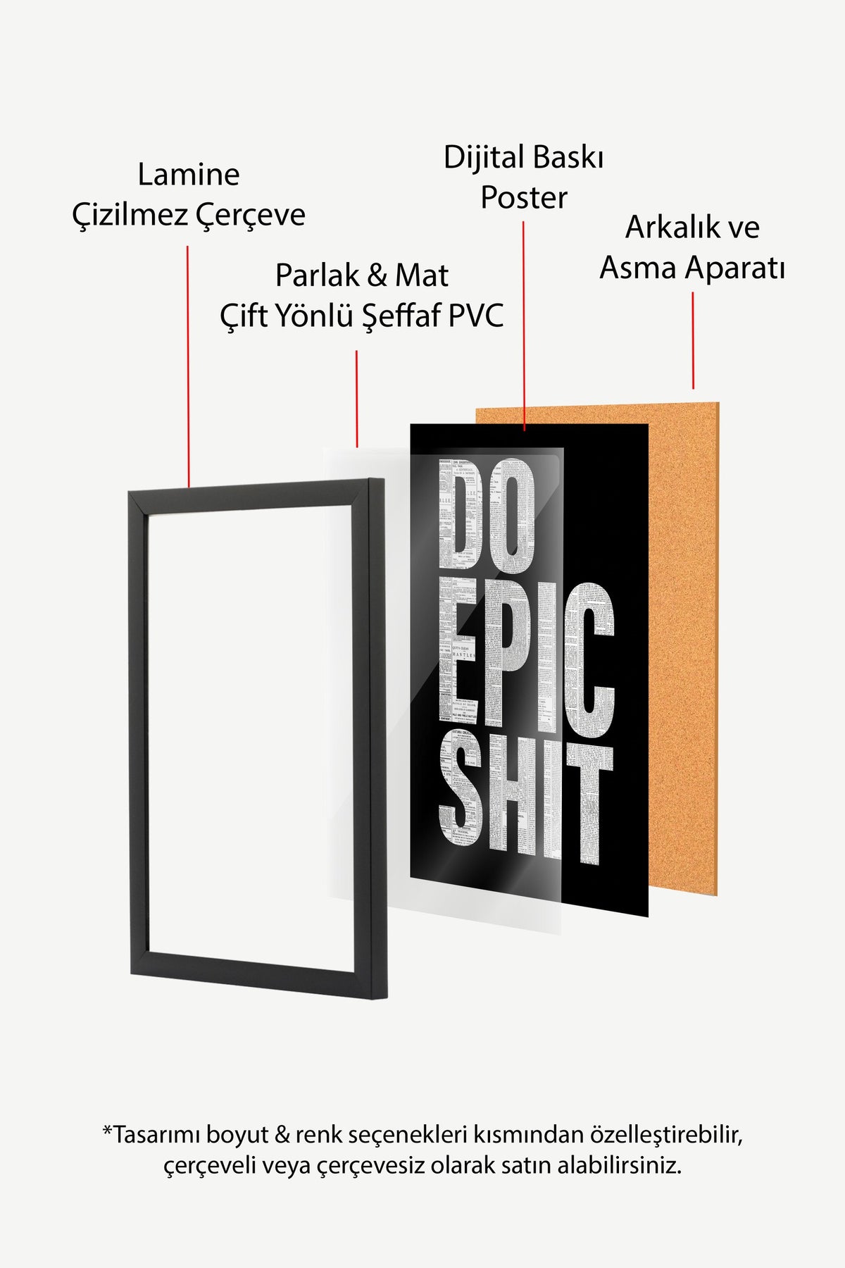 Gazete Kolajlı Motivasyon Yazısı Poster – Siyah Çerçeveli Tablo