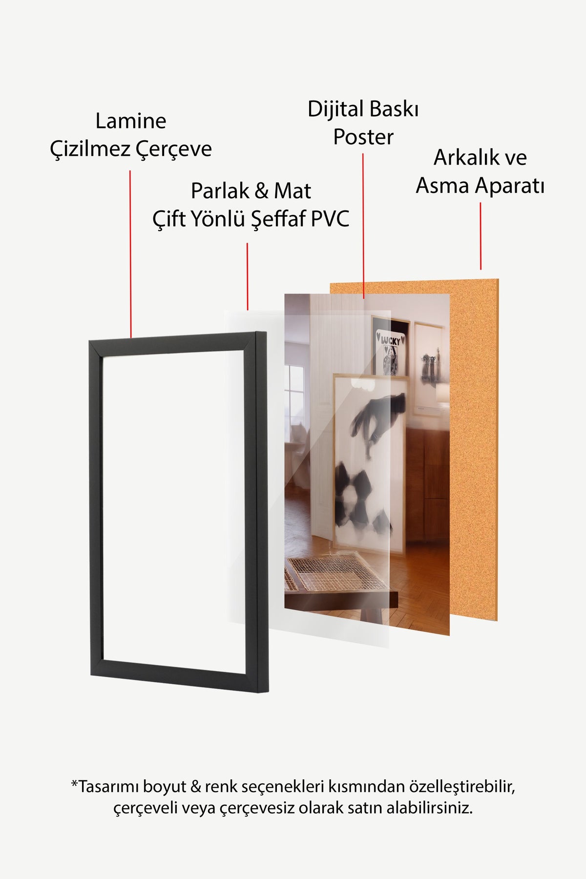Soyut El Hareketi Serisi Poster – Siyah Çerçeveli Tablo