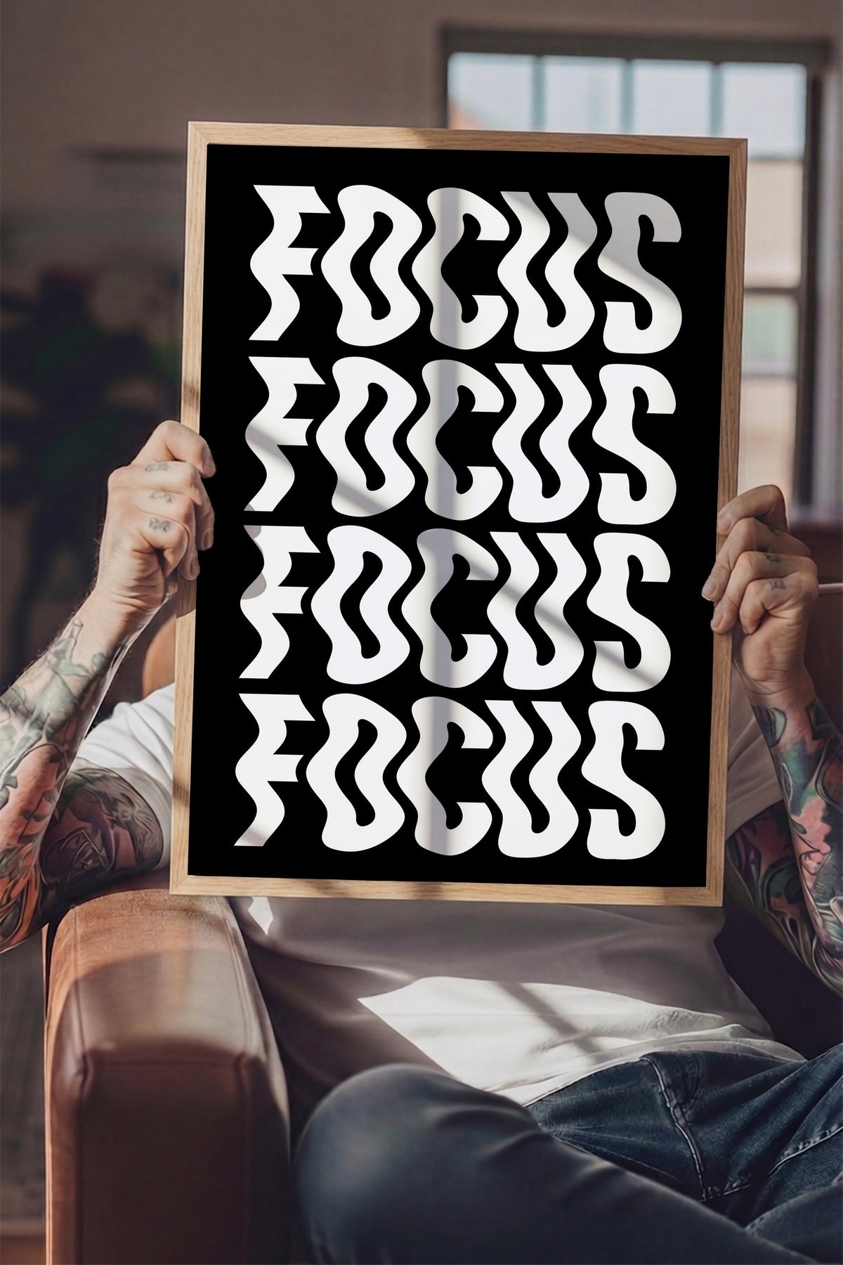 Dalgalı Odak Tipografisi Poster – Ahşap Çerçeveli Tablo
