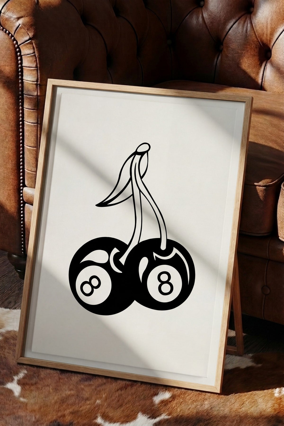 Bilardo Topu Kirazlar Poster – Ahşap Çerçeveli Tablo