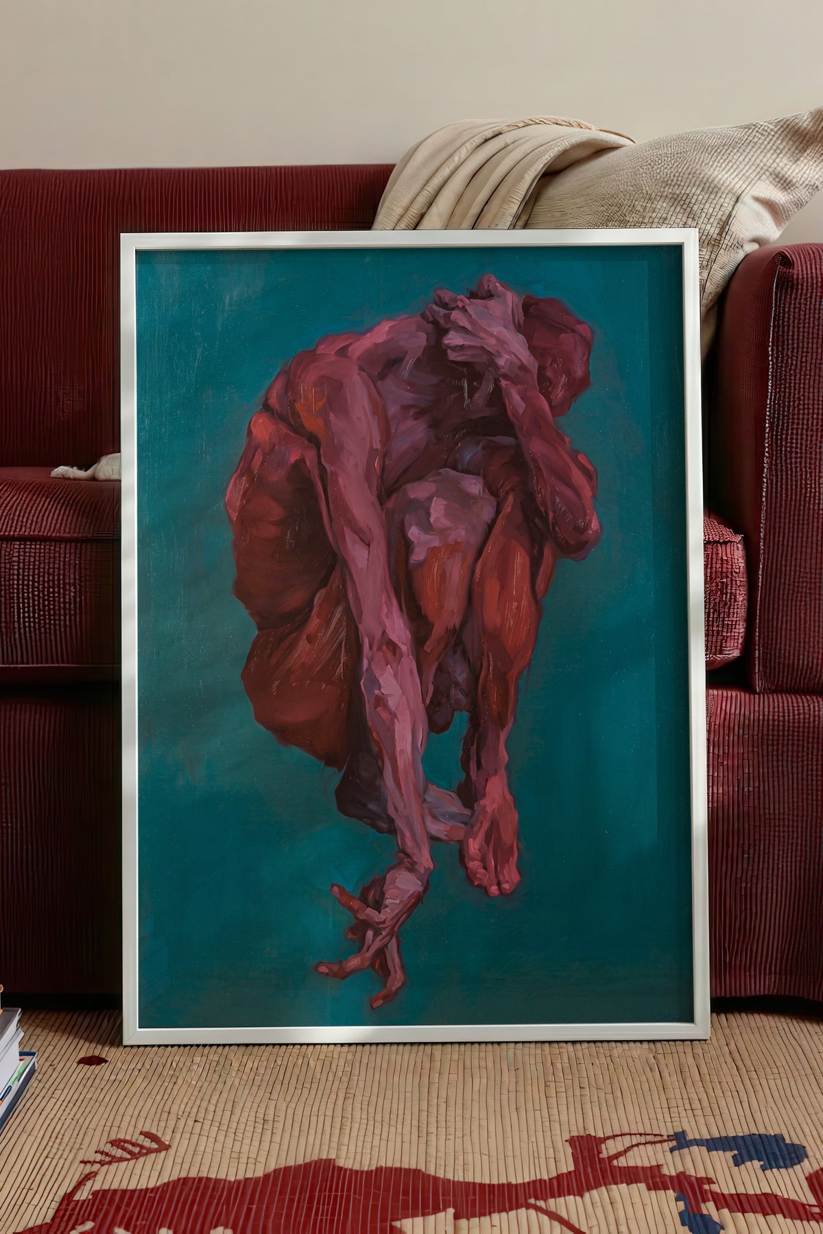 Kıvrılmış Beden Figürü Poster – Beyaz Çerçeveli Tablo