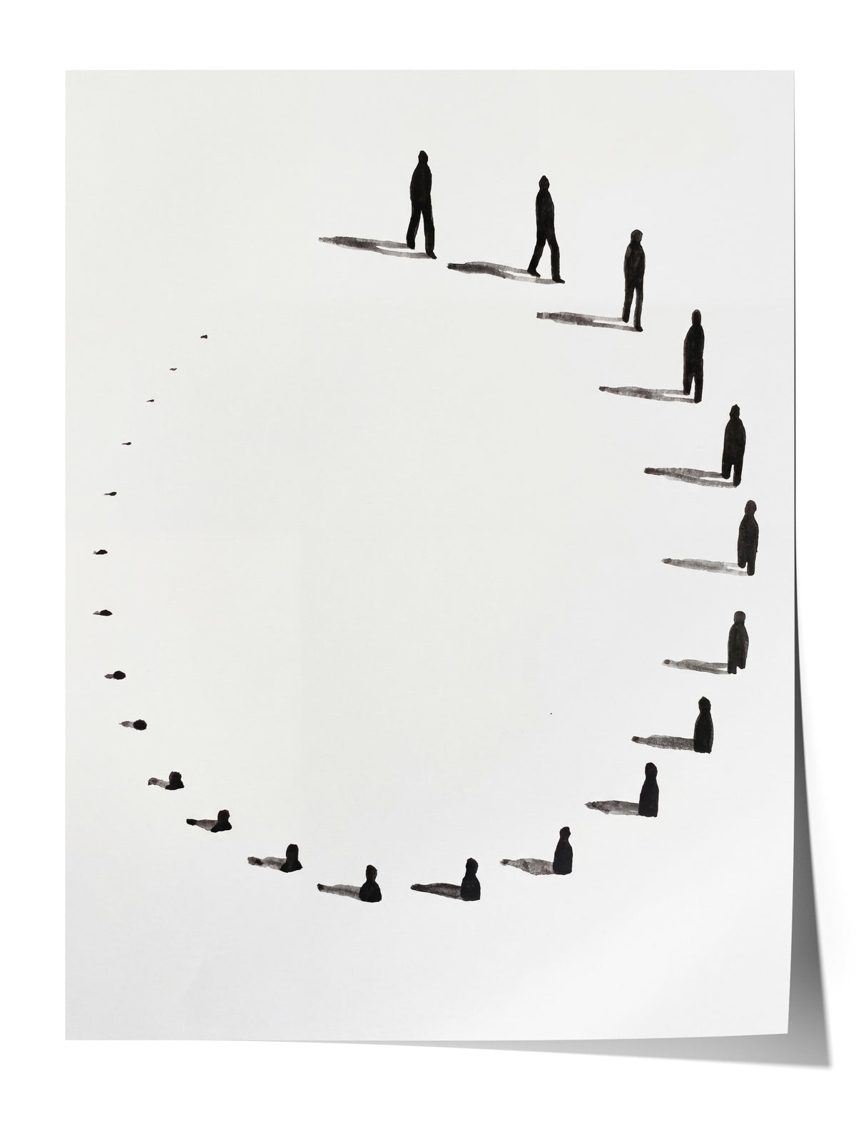 Spiral Yürüyüş Silüetleri Çerçevesiz Poster