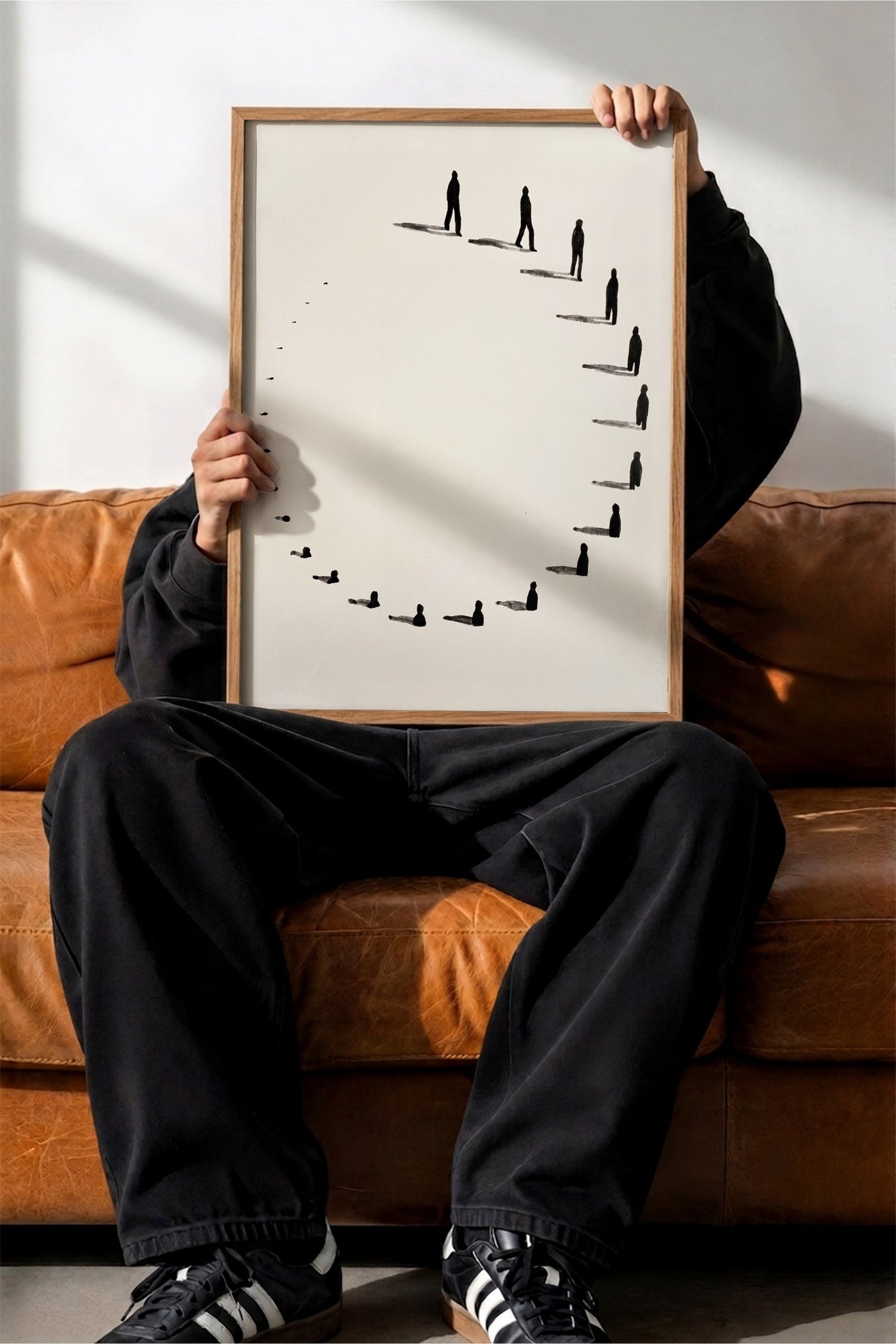 Spiral Yürüyüş Silüetleri Poster – Ahşap Çerçeveli Tablo