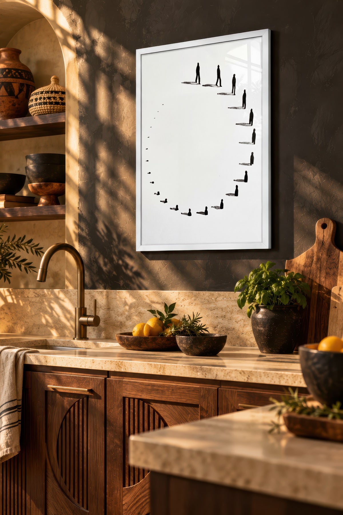 Spiral Yürüyüş Silüetleri Poster – Beyaz Çerçeveli Tablo