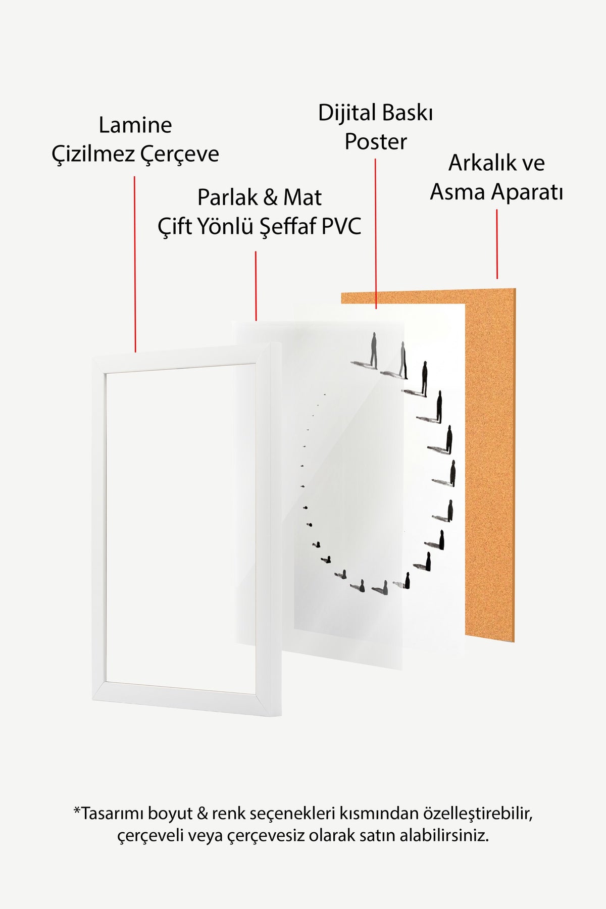 Spiral Yürüyüş Silüetleri Poster – Beyaz Çerçeveli Tablo