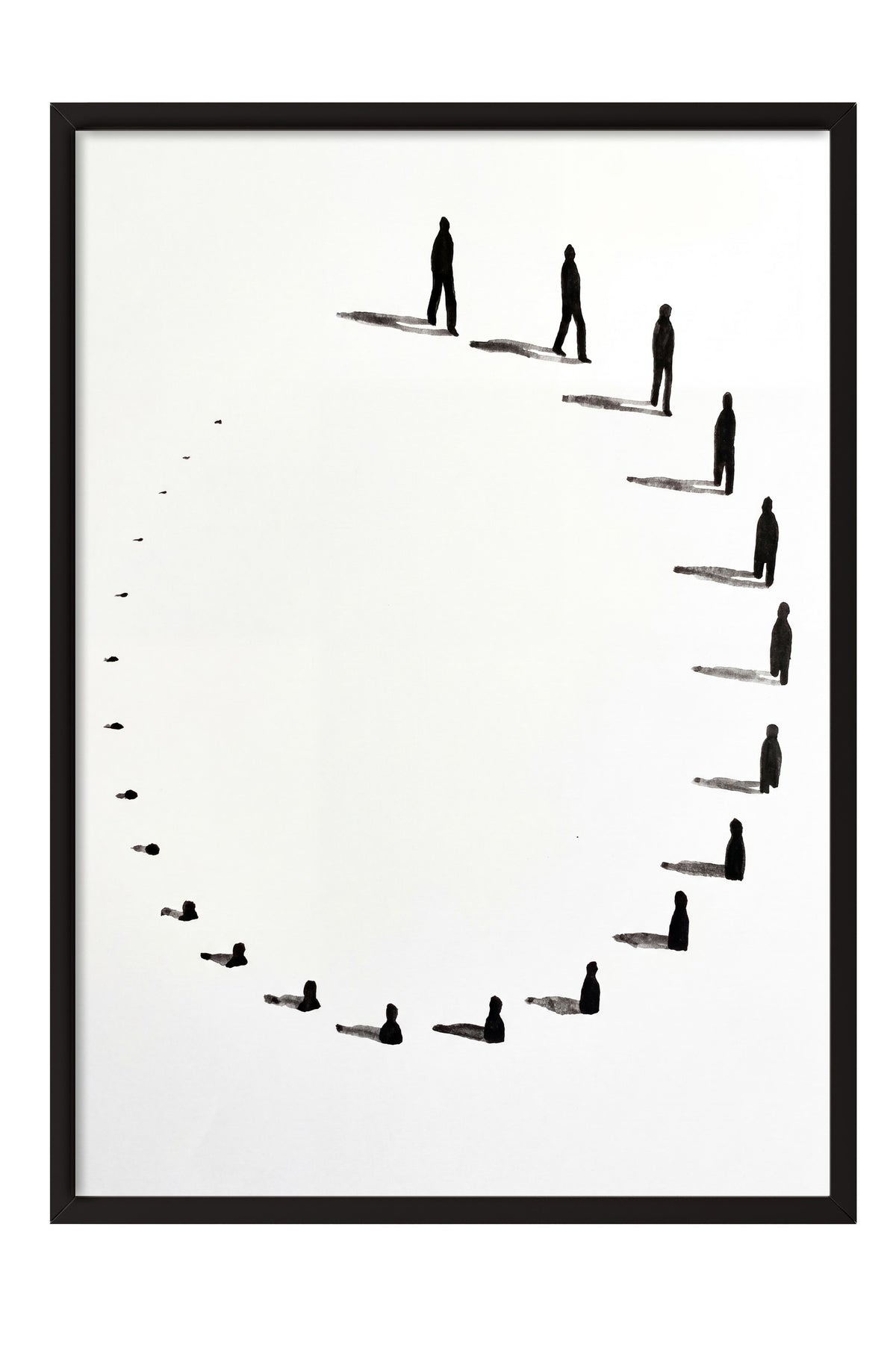 Spiral Yürüyüş Silüetleri Poster – Siyah Çerçeveli Tablo
