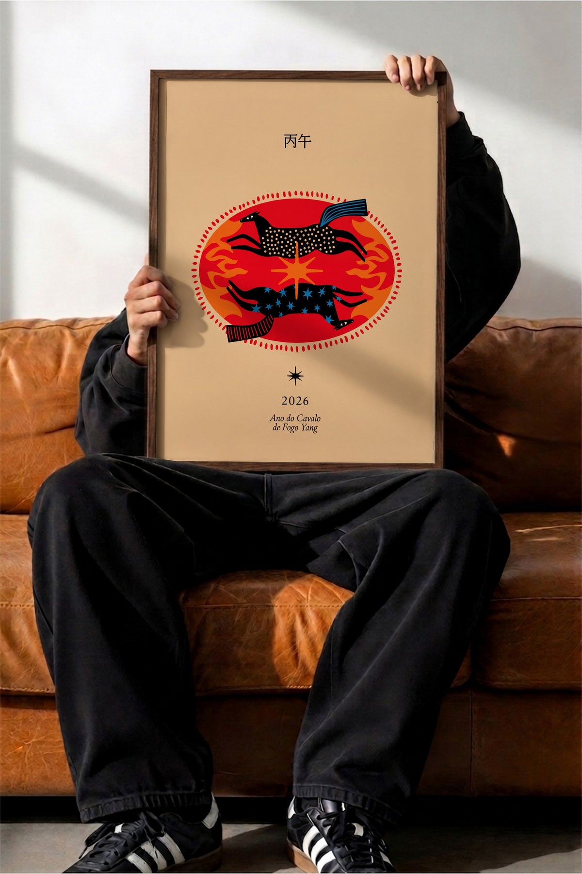 Ateş Atının Yıldızları Poster – Kahverengi Çerçeveli Tablo
