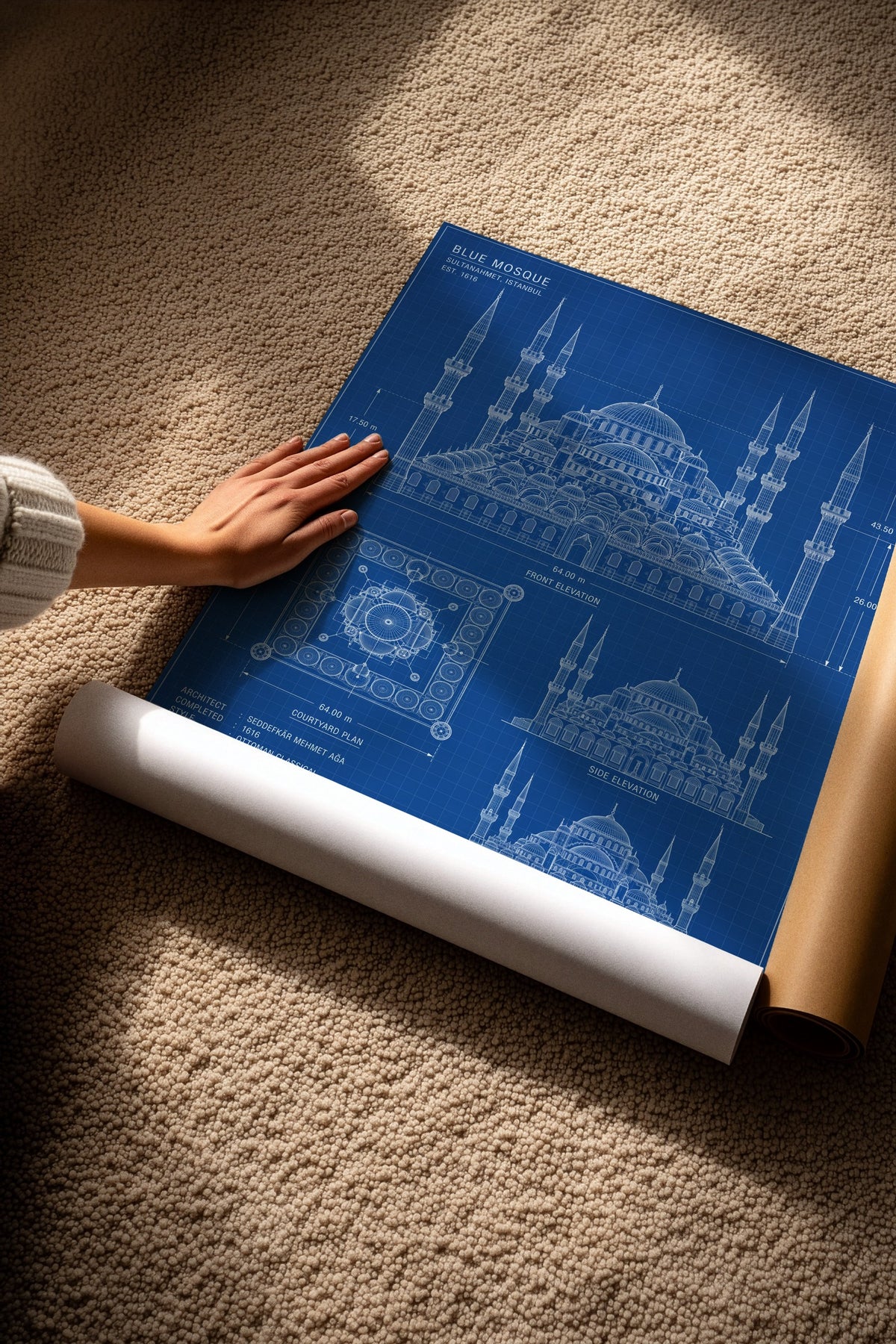 Sultanahmet Camii Mimari Çizimi Çerçevesiz Poster