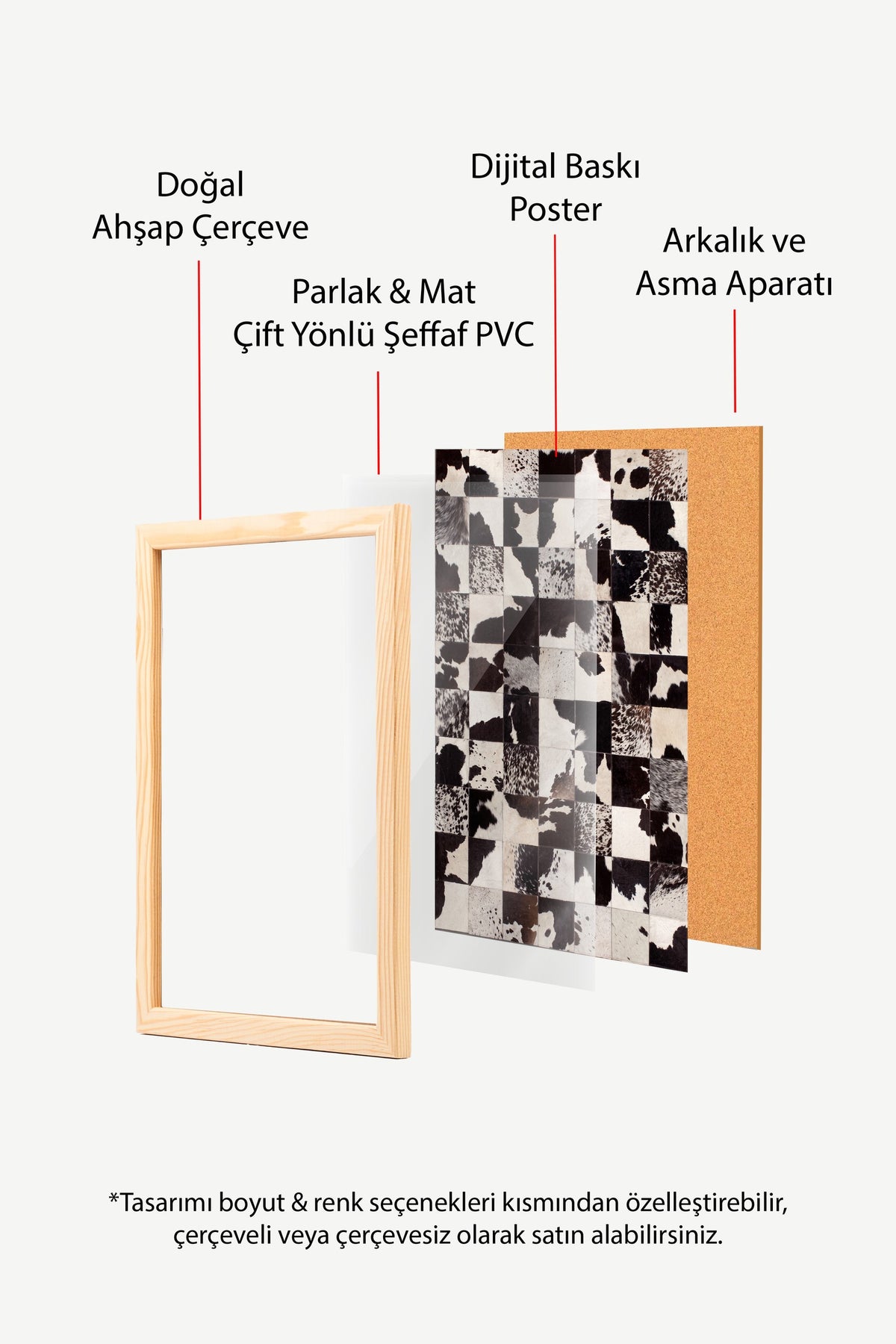 İnek Deseni Yama Görünümü Poster – Ahşap Çerçeveli Tablo