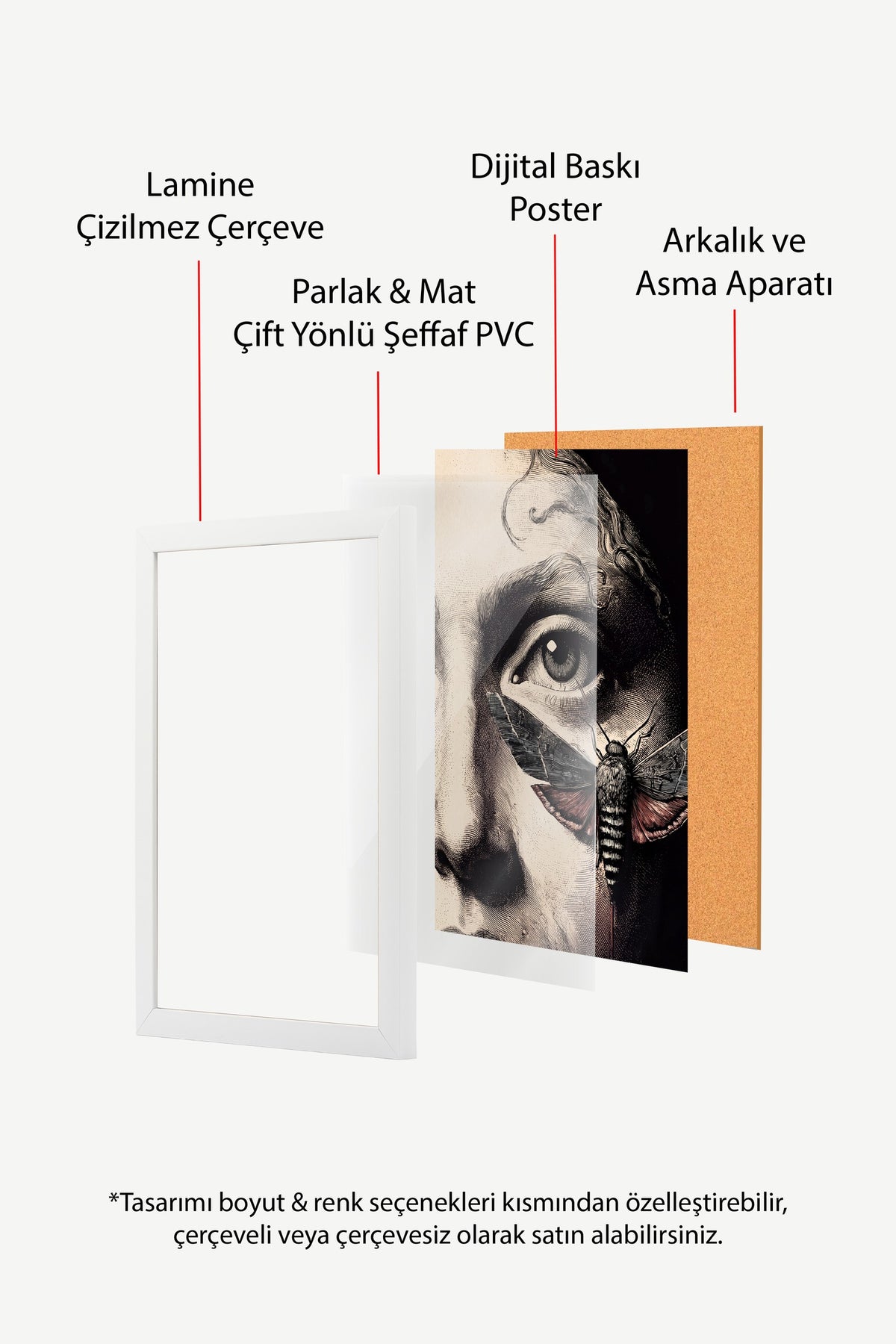 Göz ve Güve Poster – Beyaz Çerçeveli Tablo