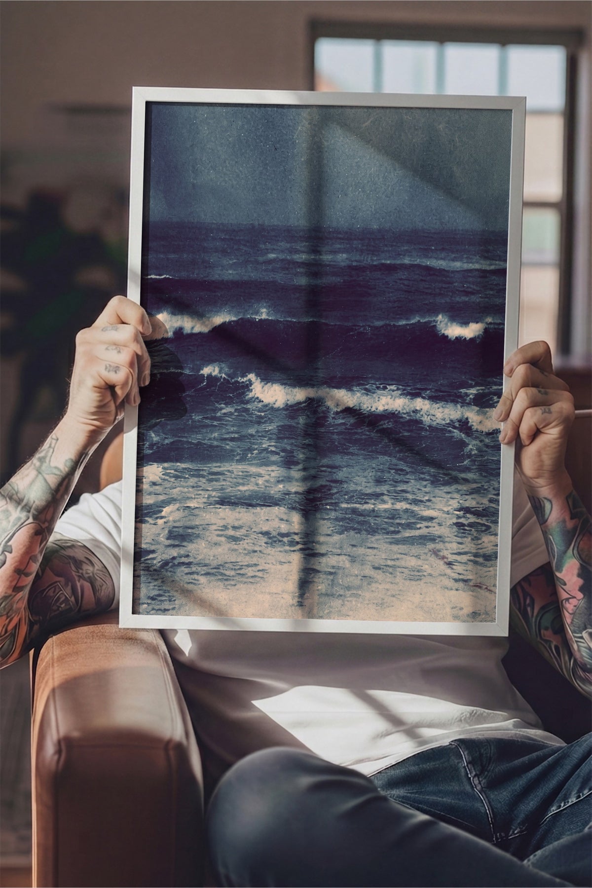 Fırtınalı Deniz Manzarası Poster – Beyaz Çerçeveli Tablo