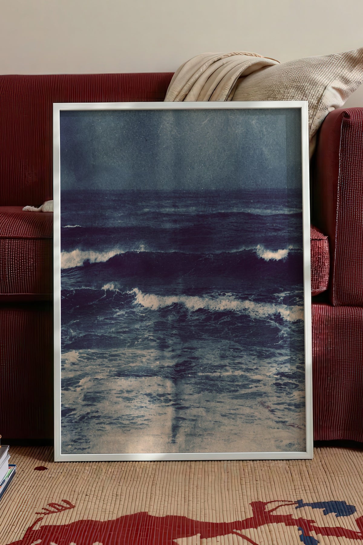 Fırtınalı Deniz Manzarası Poster – Beyaz Çerçeveli Tablo