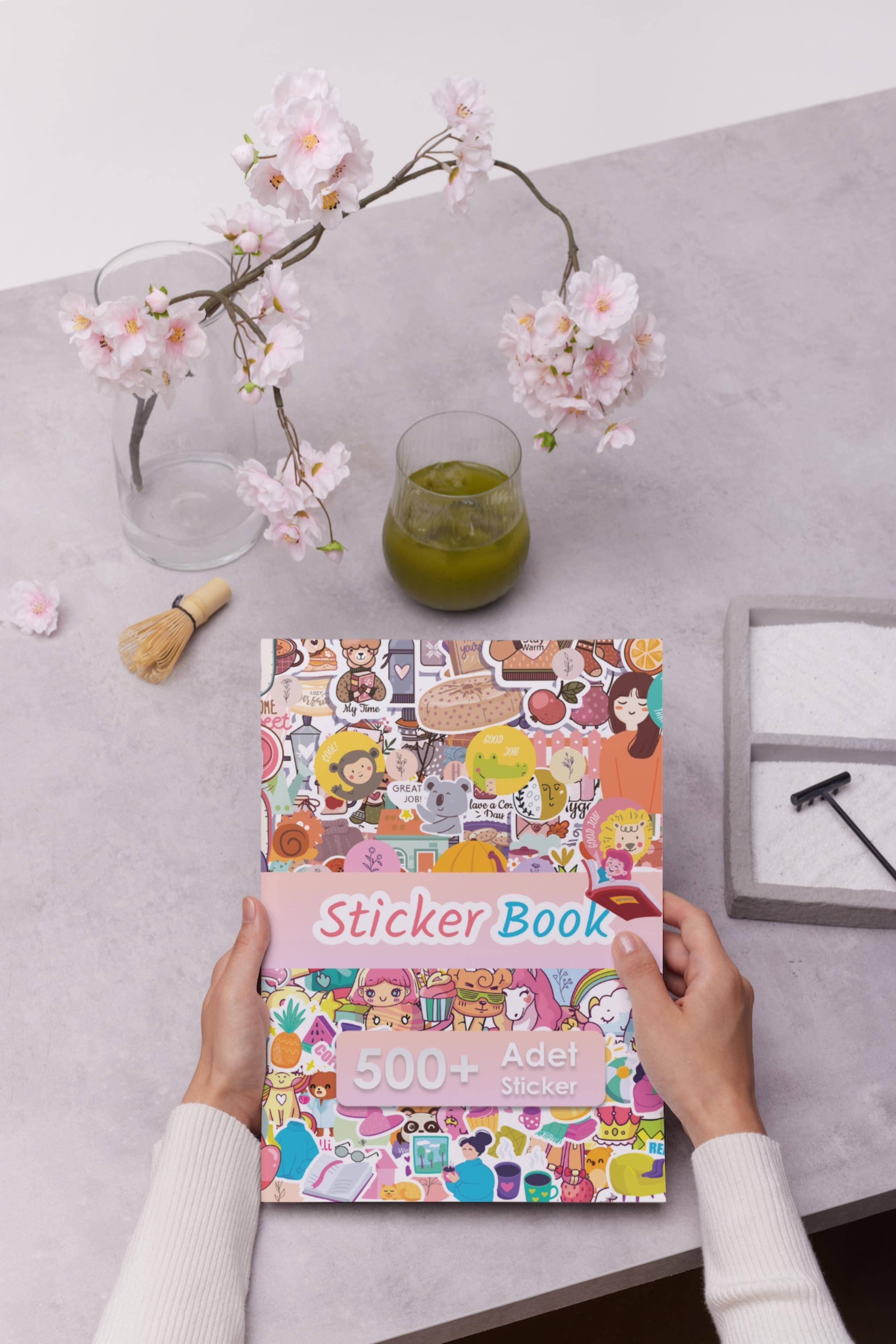 500+ Adet Yapışkanlı Etiket, 16 Sayfa Sticker Book, Ajanda, Bullet Journal, Günlük, Laptop