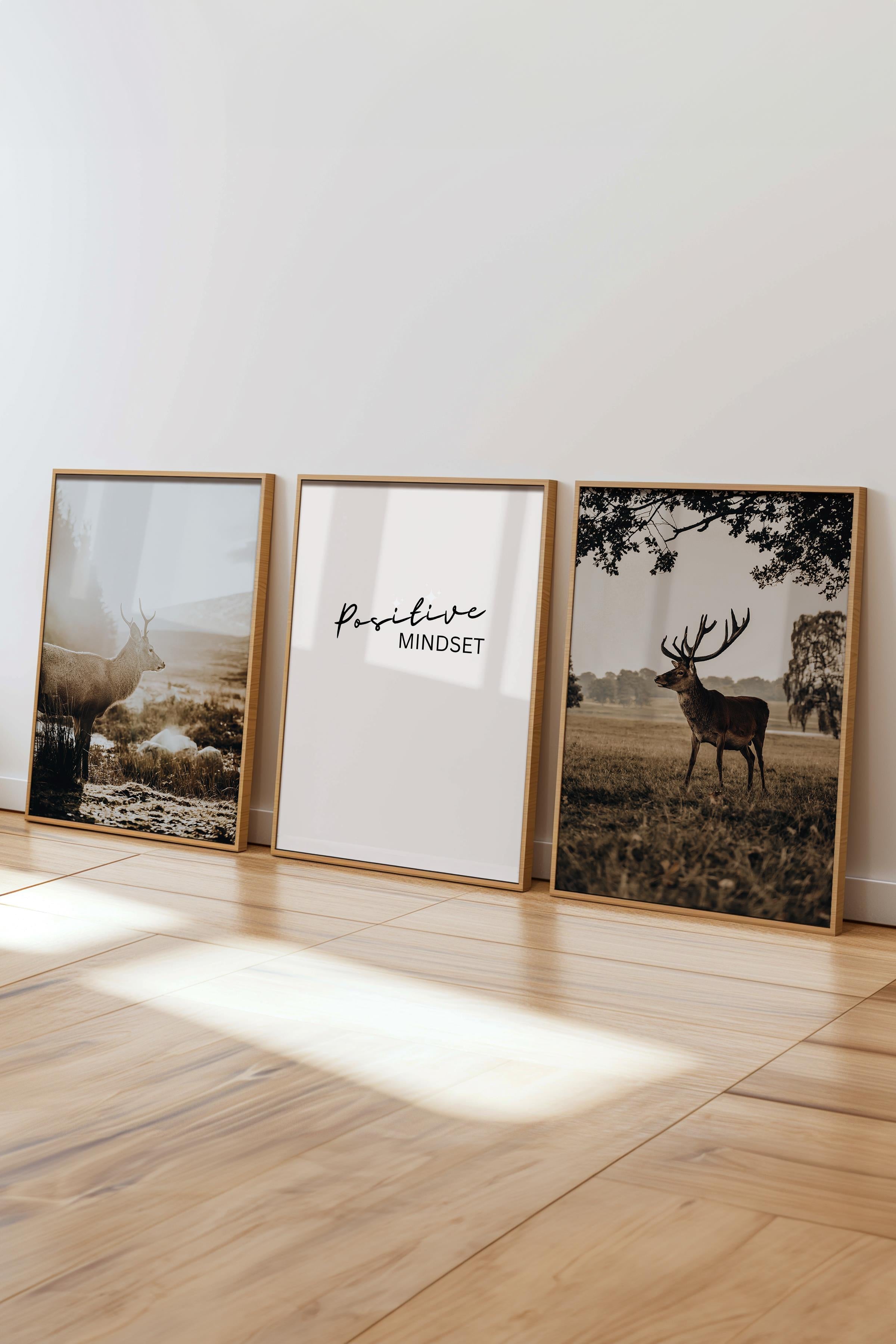 Rustic Vintage Tablo Seti, 3 Adet Ahşap Çerçeve ve Poster - Salon, Mutfak, Yatak Odası Duvar Dekor
