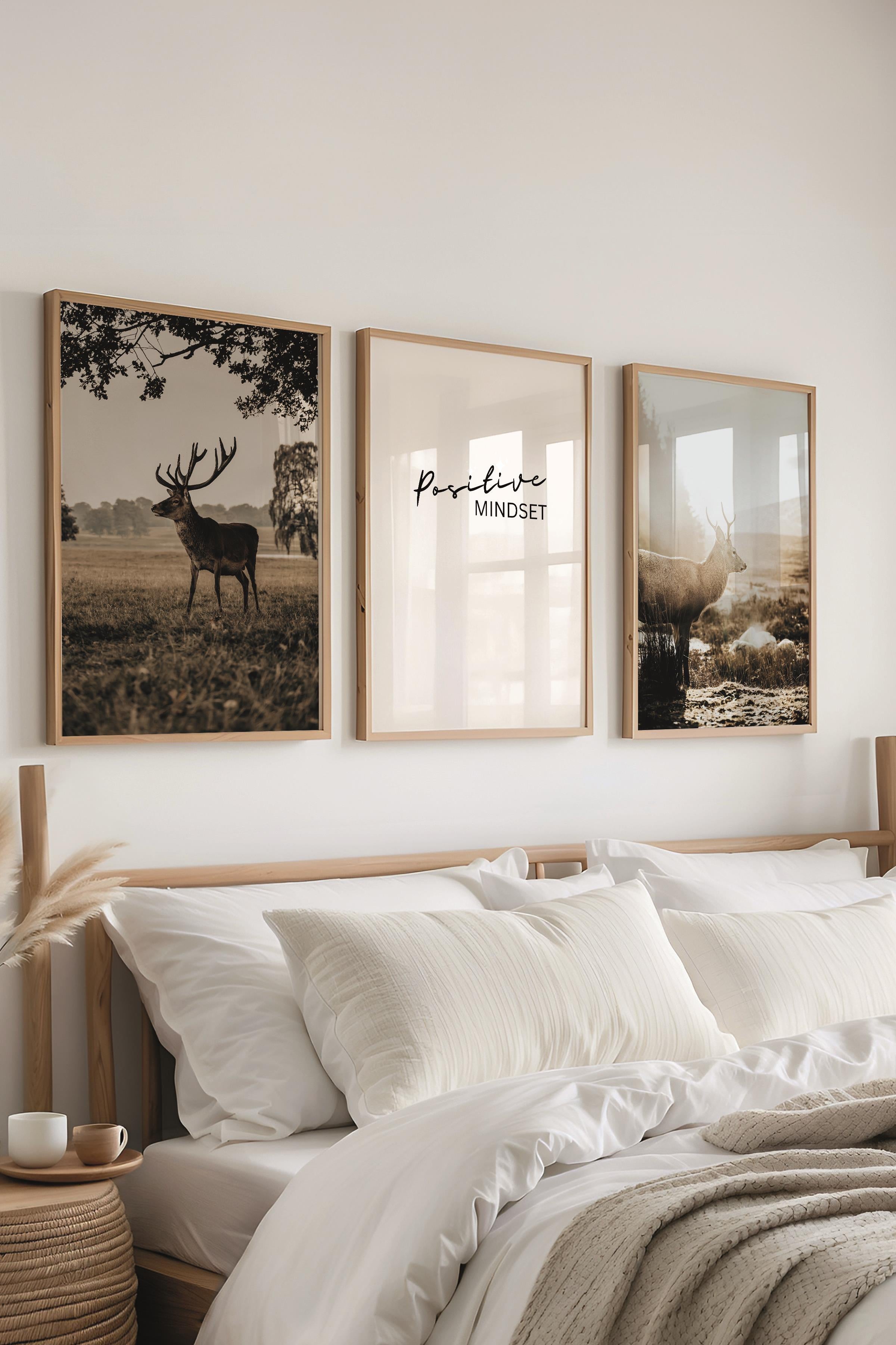 Rustic Vintage Tablo Seti, 3 Adet Ahşap Çerçeve ve Poster - Salon, Mutfak, Yatak Odası Duvar Dekor