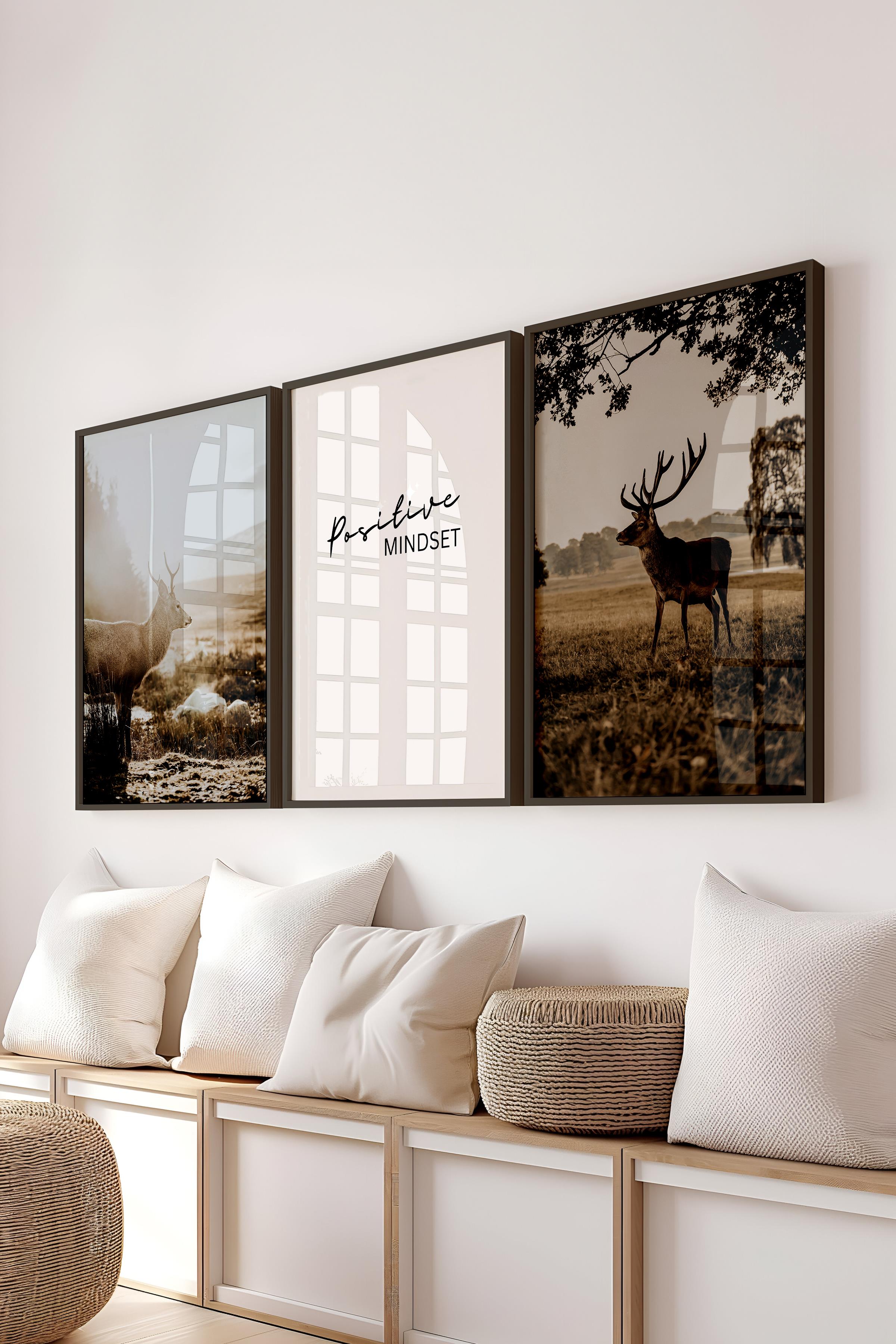 Rustic Vintage Tablo Seti, 3 Adet Siyah Çerçeve ve Poster - Salon, Mutfak, Yatak Odası Duvar Dekor