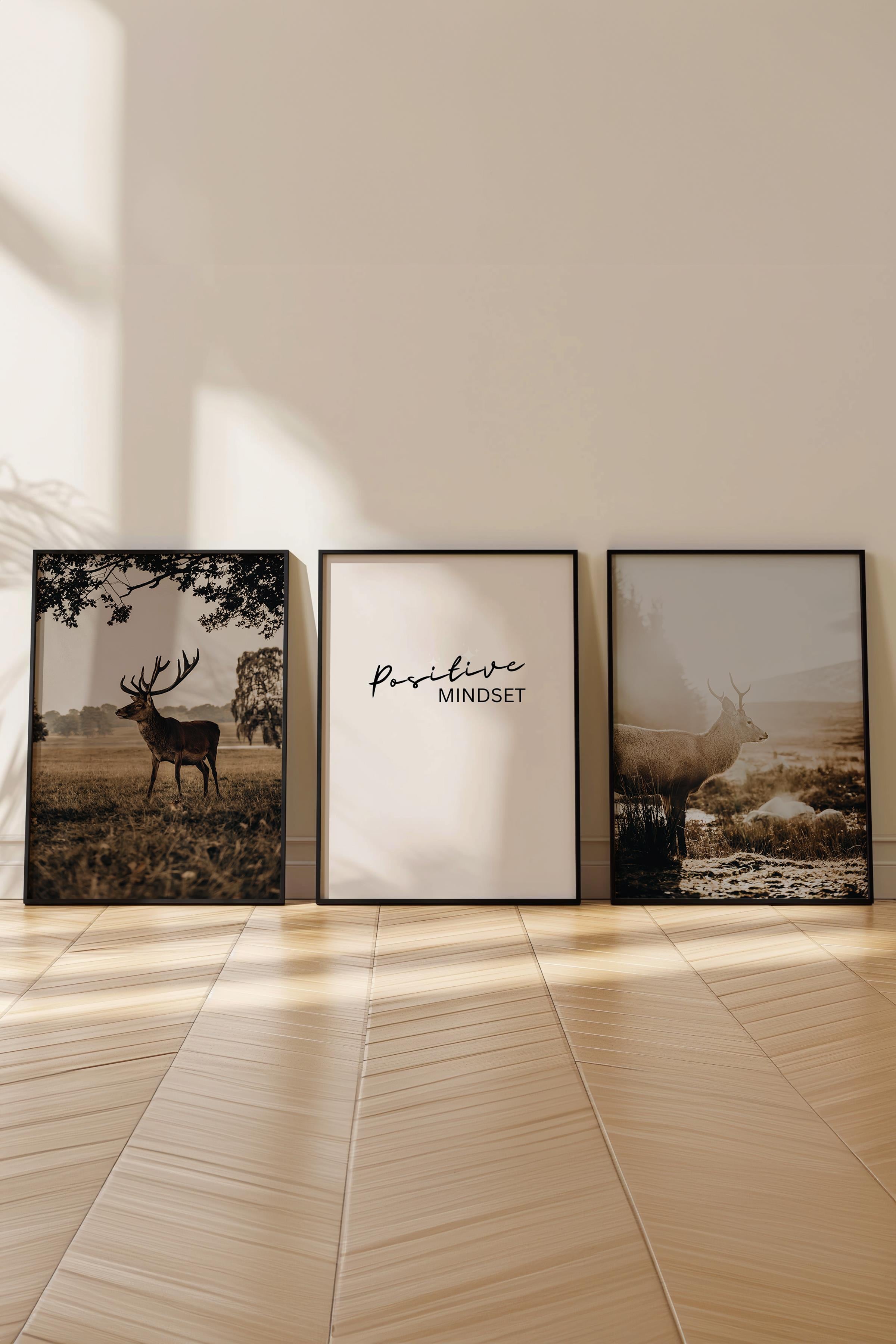 Rustic Vintage Tablo Seti, 3 Adet Siyah Çerçeve ve Poster - Salon, Mutfak, Yatak Odası Duvar Dekor
