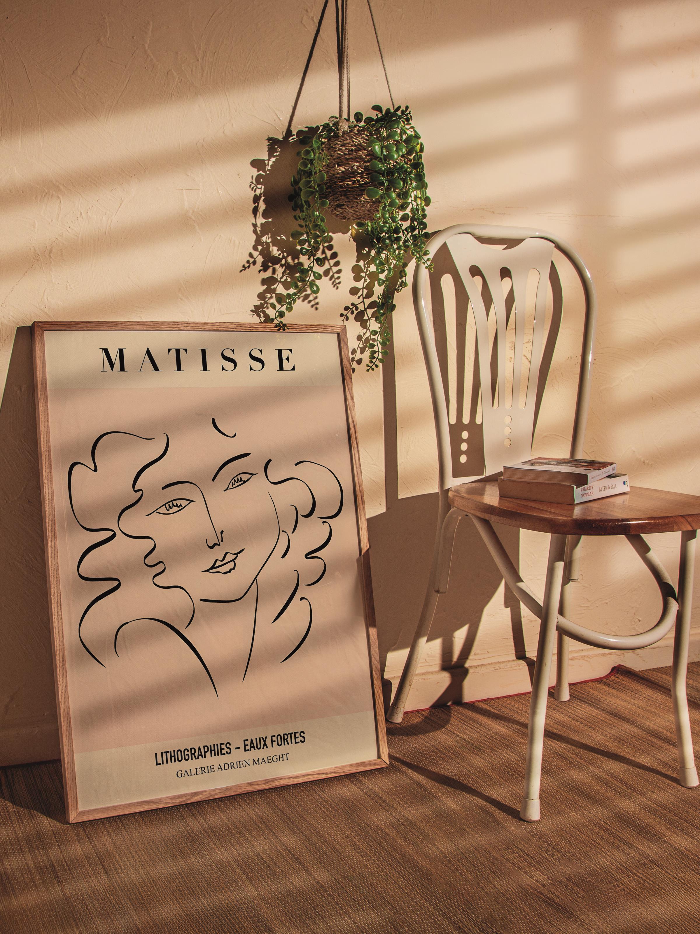 Matisse Tablo Seti, 3 Adet Ahşap Çerçeve ve Sanat Serisi Poster - Yatak Odası, Mutfak, Salon Dekoru