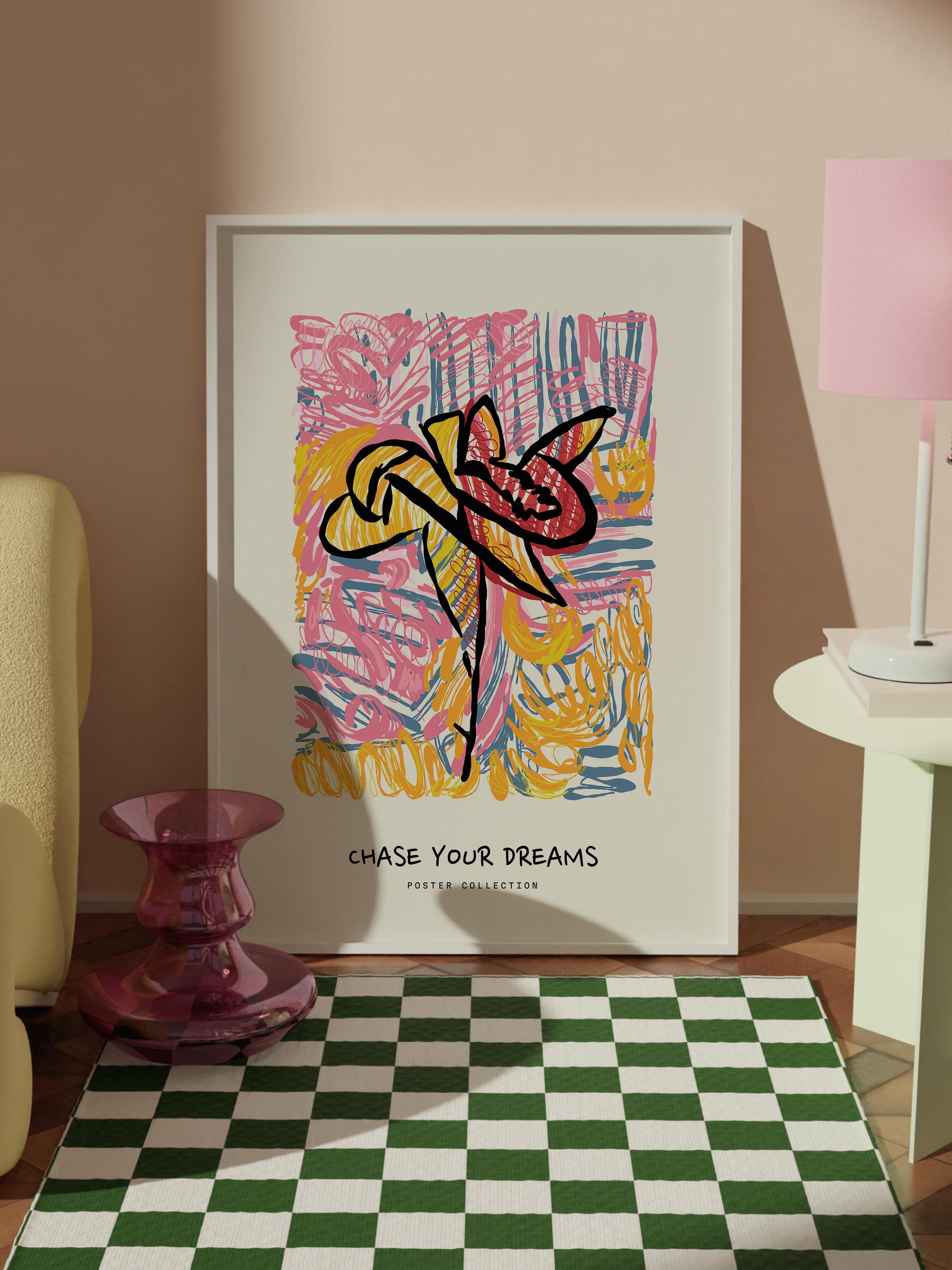 Renkli Minimalist Tablo Seti, 3 Adet Beyaz Çerçeve ve Poster - Yatak Odası, Salon, Mutfak Dekoru