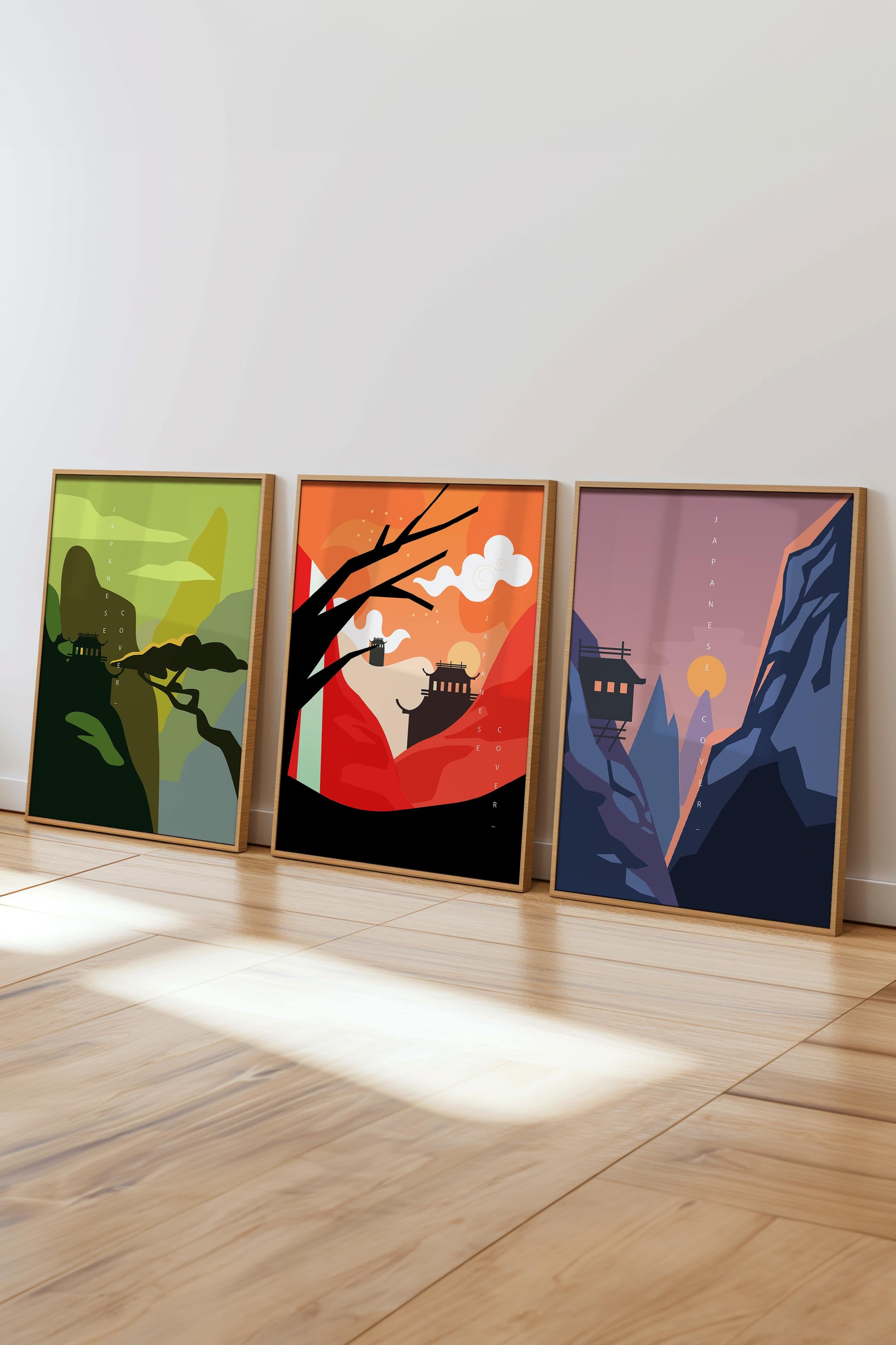 Minimalist Tablo Seti, 3 Adet Ahşap Çerçeve ve Poster - Mutfak, Salon, Yatak Odası Duvar Dekoru