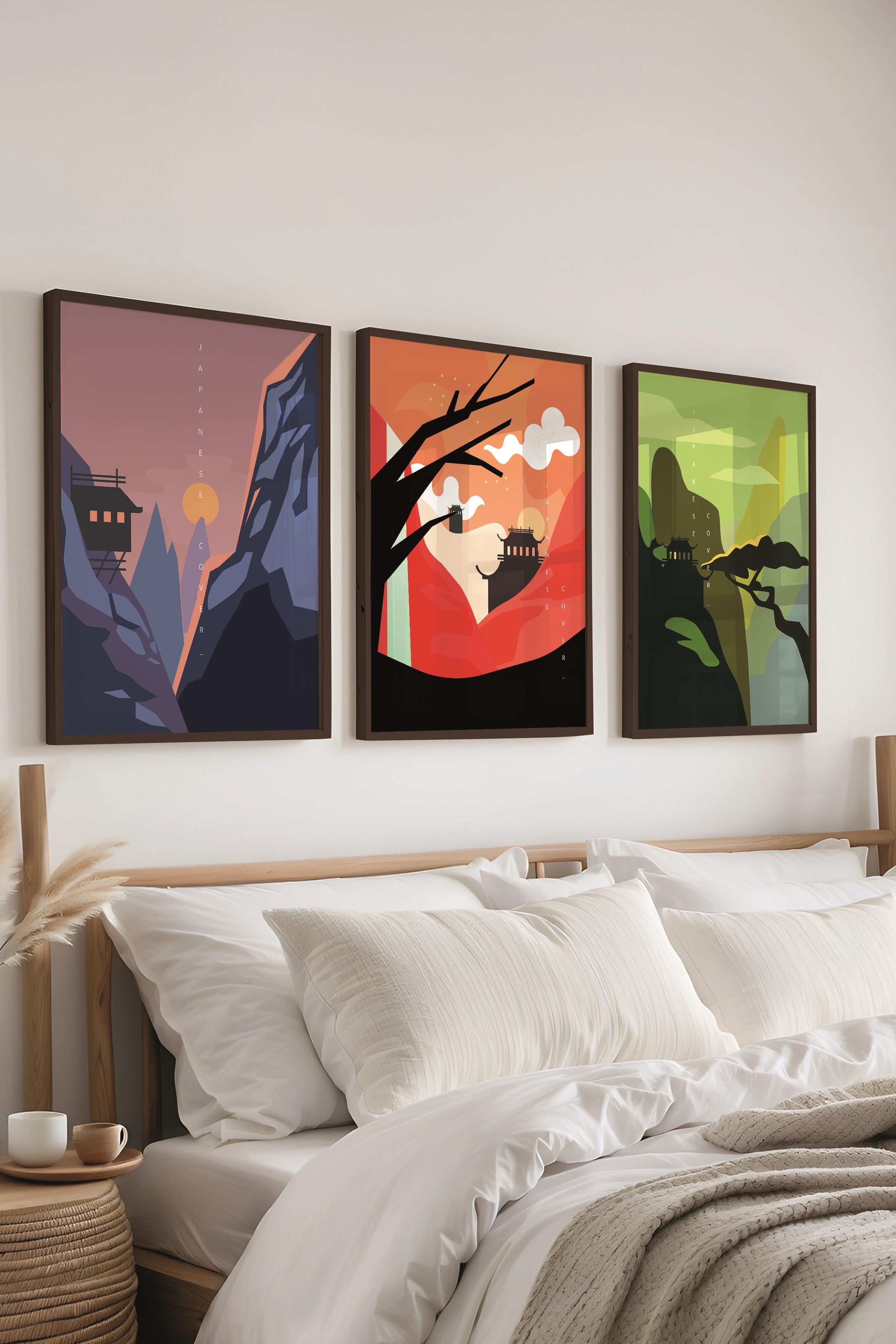 Minimalist Tablo Seti, 3 Adet Siyah Çerçeve ve Poster - Mutfak, Salon, Yatak Odası Duvar Dekoru
