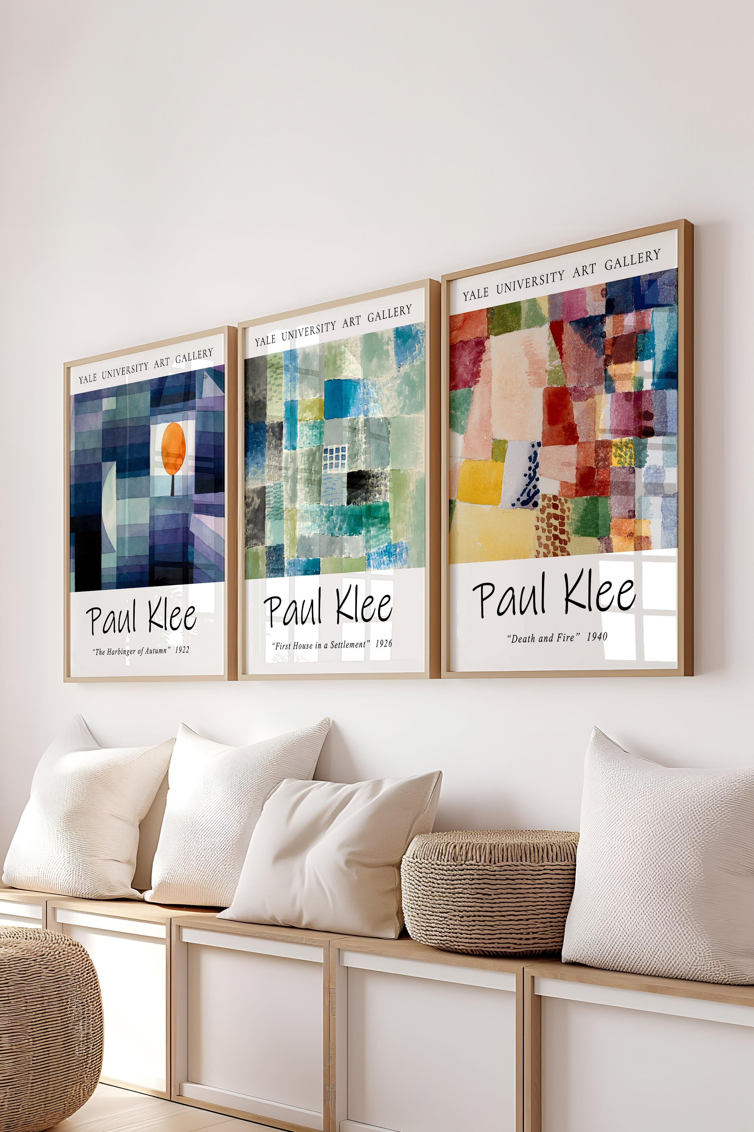 Paul Klee Tablo Seti, 3 Adet Ahşap Çerçeve ve Poster - Mutfak, Salon, Yatak Odası Duvar Dekoru