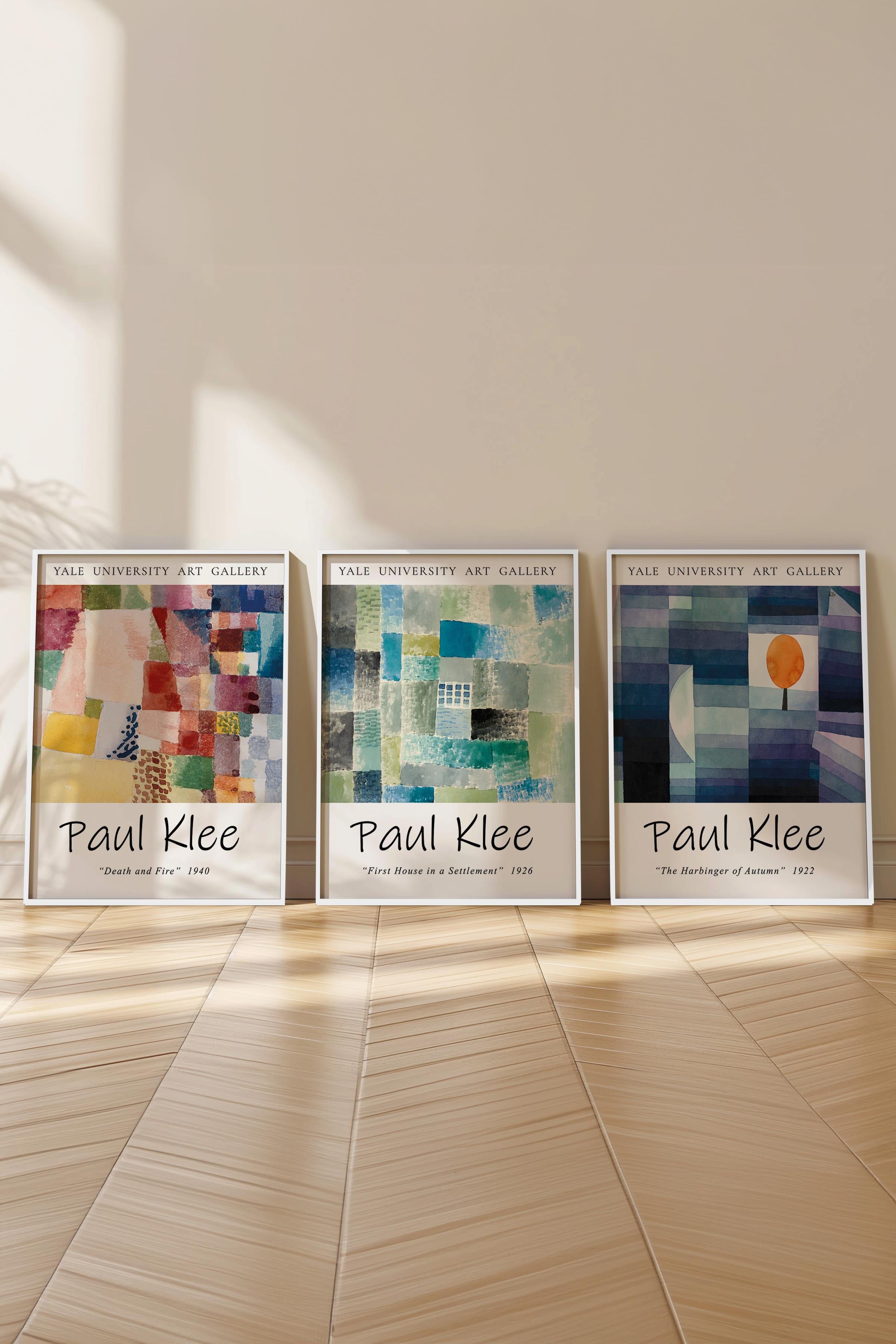Paul Klee Tablo Seti, 3 Adet Beyaz Çerçeve ve Poster - Mutfak, Salon, Yatak Odası Duvar Dekoru