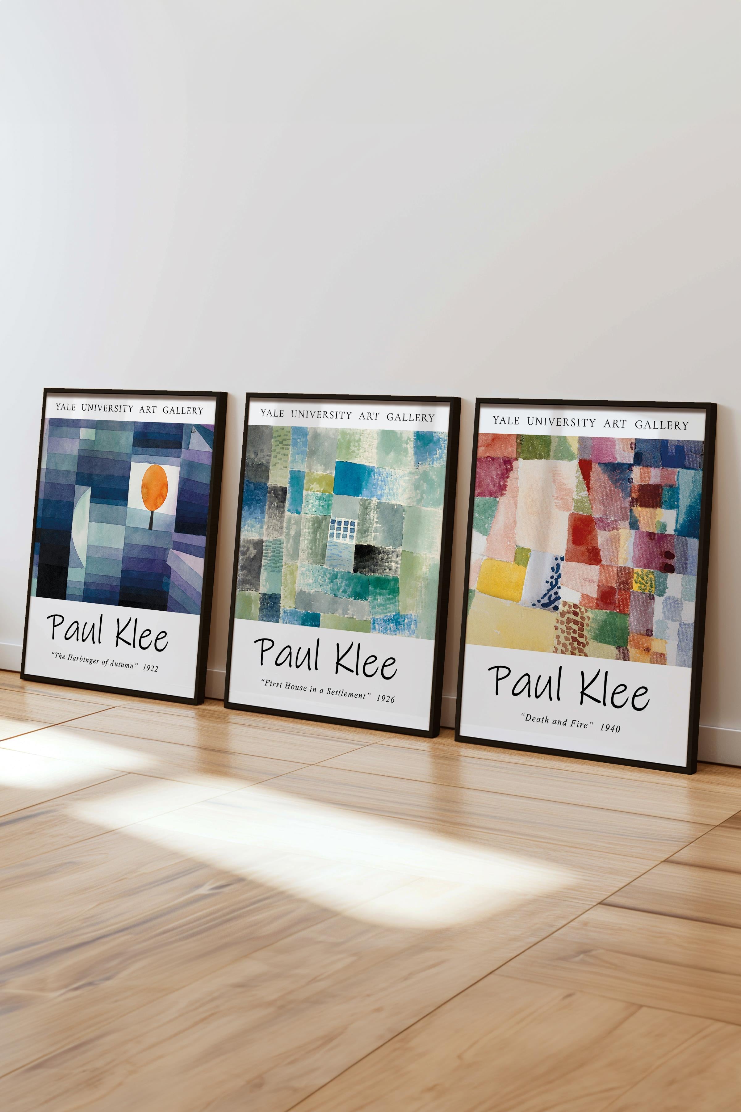 Paul Klee Tablo Seti, 3 Adet Siyah Çerçeve ve Poster - Mutfak, Salon, Yatak Odası Duvar Dekoru