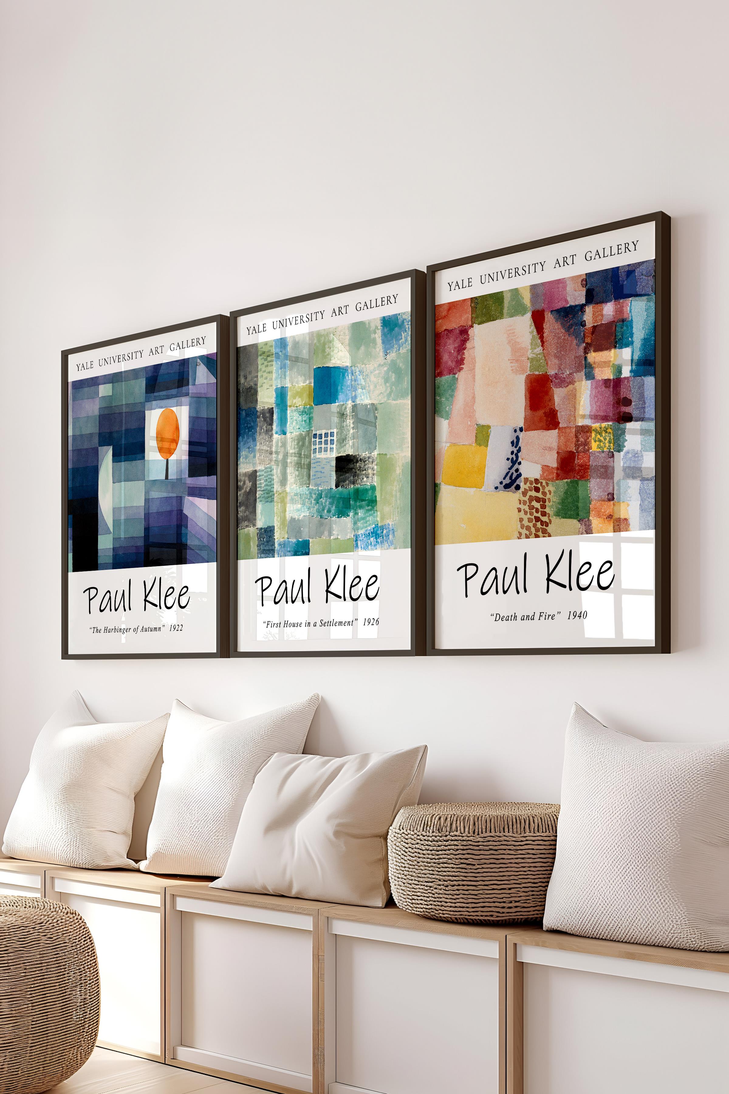 Paul Klee Tablo Seti, 3 Adet Siyah Çerçeve ve Poster - Mutfak, Salon, Yatak Odası Duvar Dekoru
