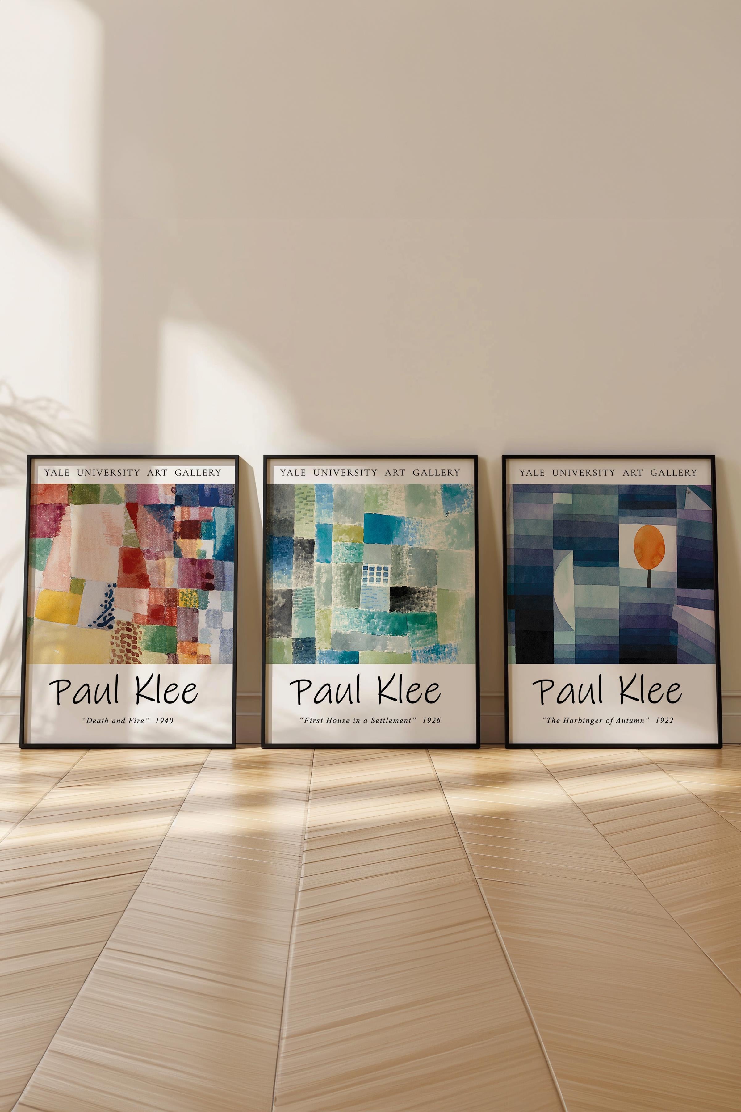 Paul Klee Tablo Seti, 3 Adet Siyah Çerçeve ve Poster - Mutfak, Salon, Yatak Odası Duvar Dekoru