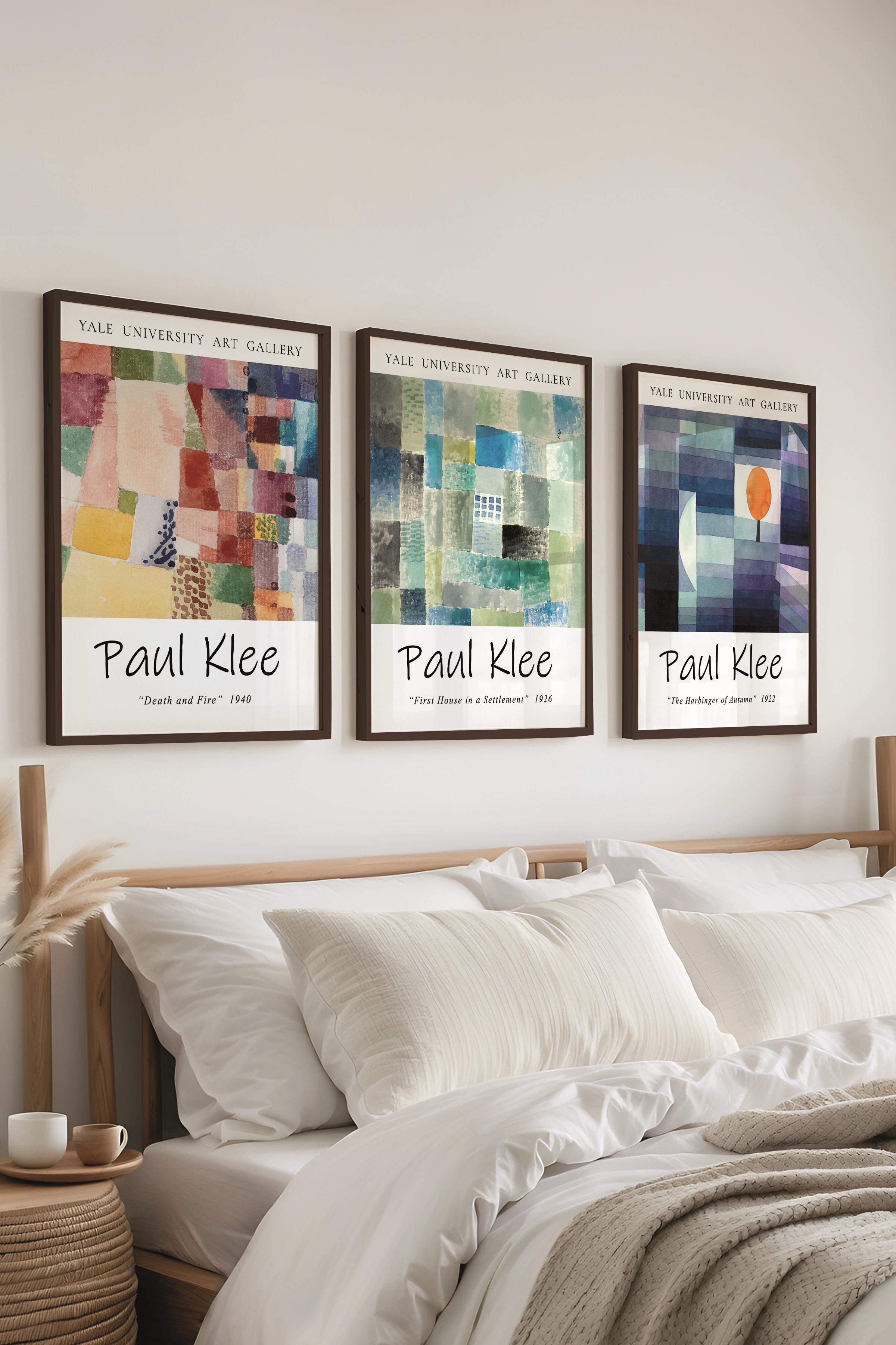 Paul Klee Tablo Seti, 3 Adet Siyah Çerçeve ve Poster - Mutfak, Salon, Yatak Odası Duvar Dekoru