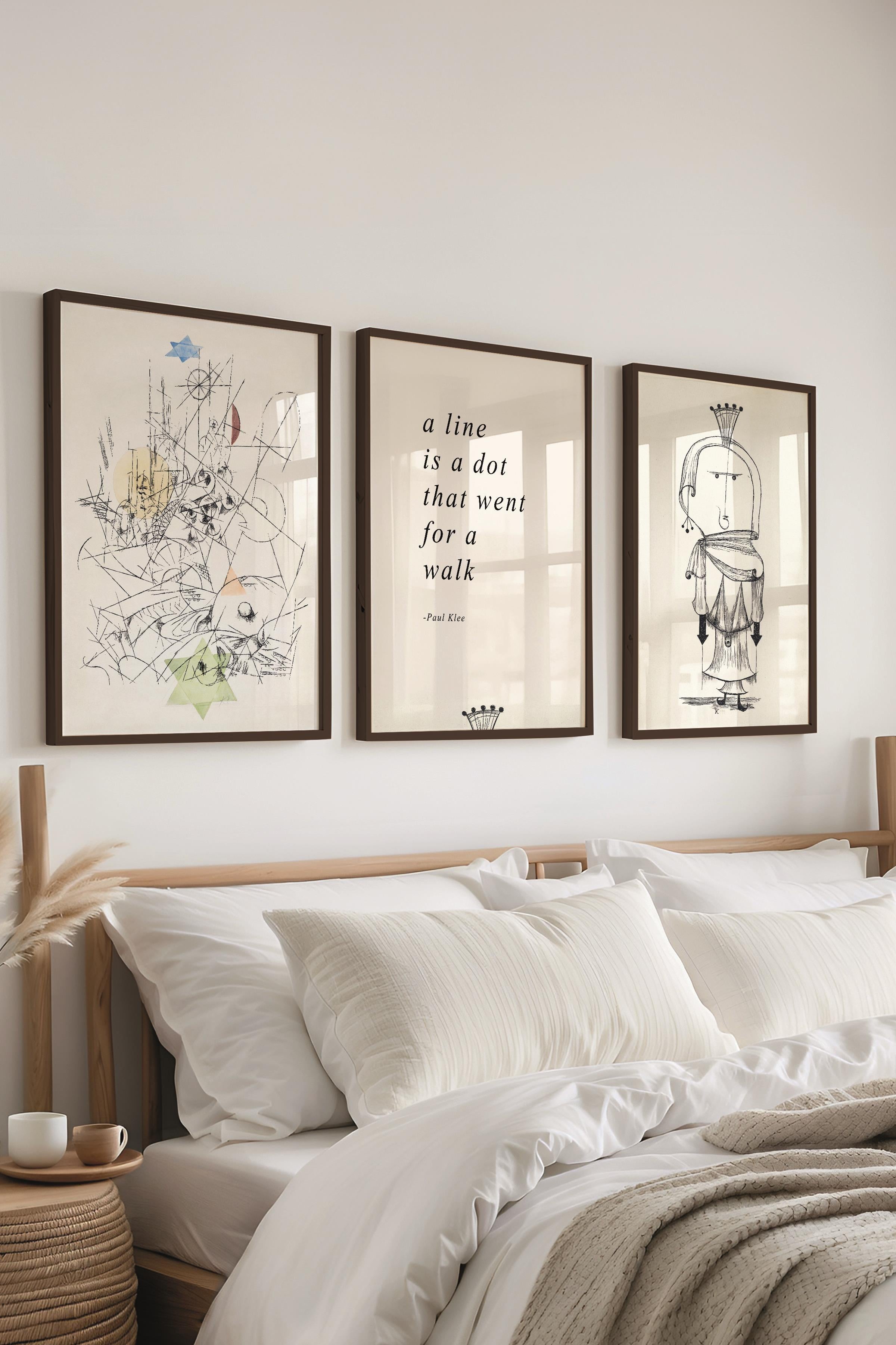 Minimalist Çizim Tablo Seti, 3 Adet Siyah Çerçeve ve Poster - Mutfak, Salon, Yatak Odası Dekoru