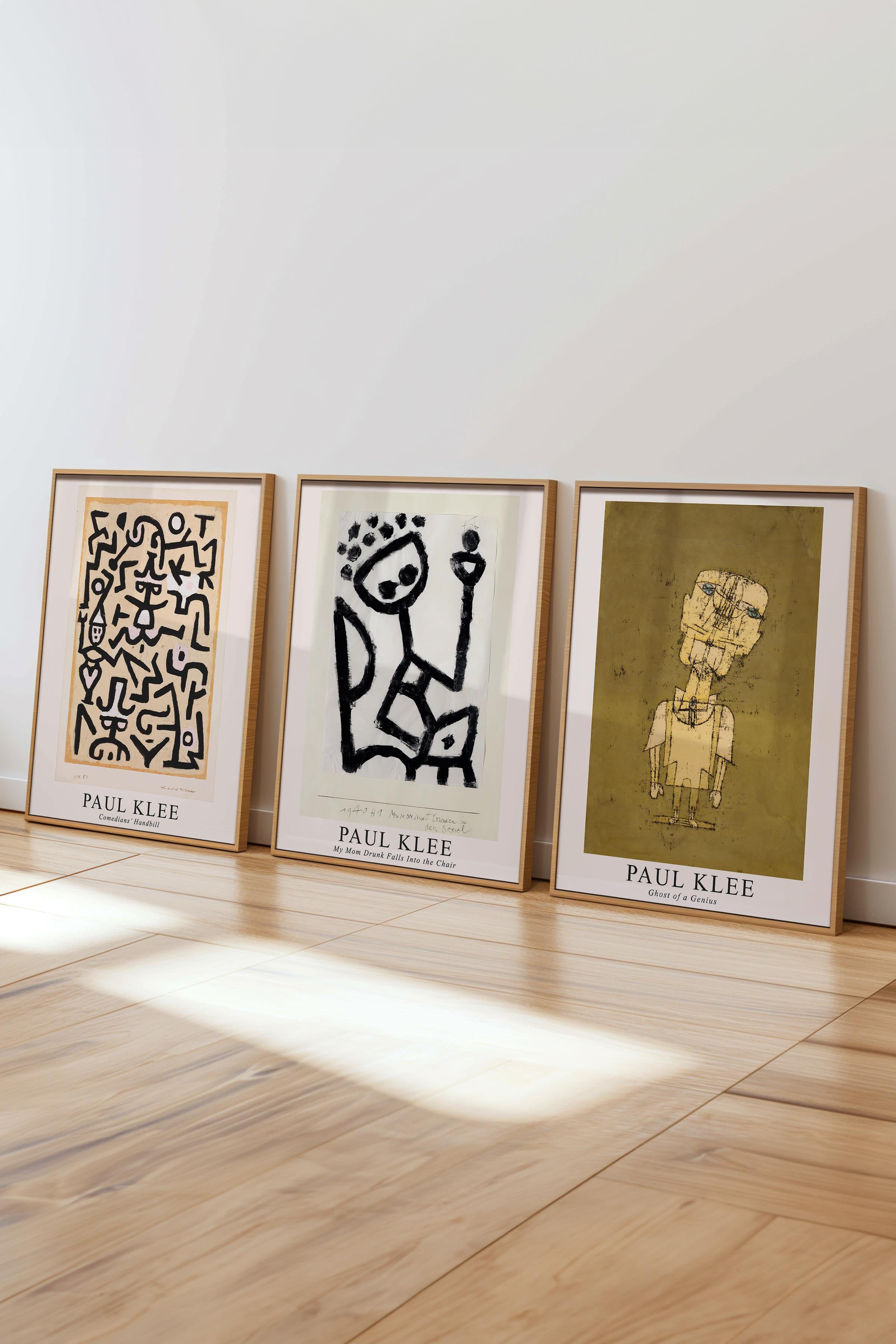 Paul Klee Tablo Seti, 3 Adet Ahşap Çerçeve ve Poster - Mutfak, Salon, Yatak Odası Duvar Dekoru