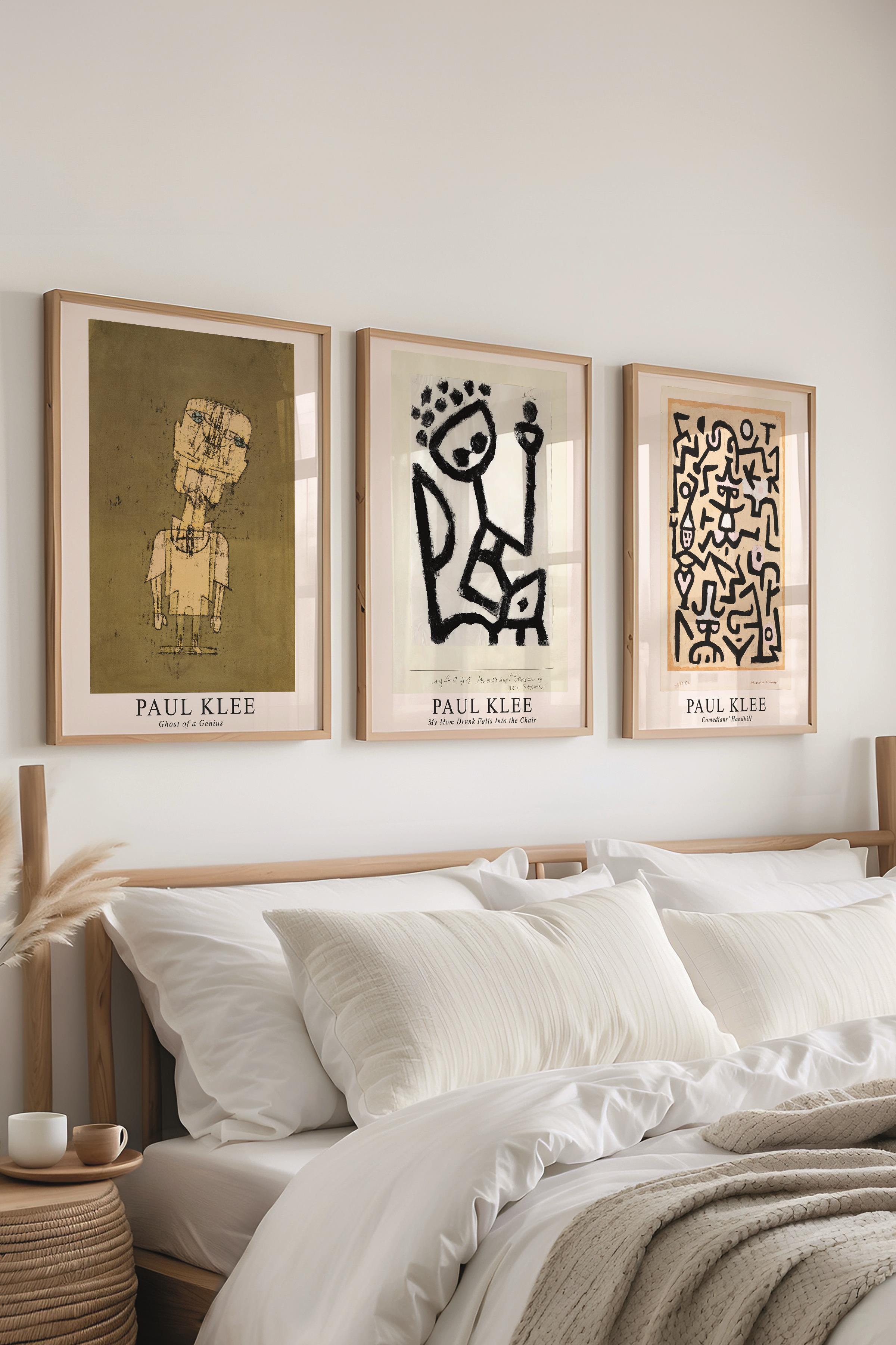 Paul Klee Tablo Seti, 3 Adet Ahşap Çerçeve ve Poster - Mutfak, Salon, Yatak Odası Duvar Dekoru
