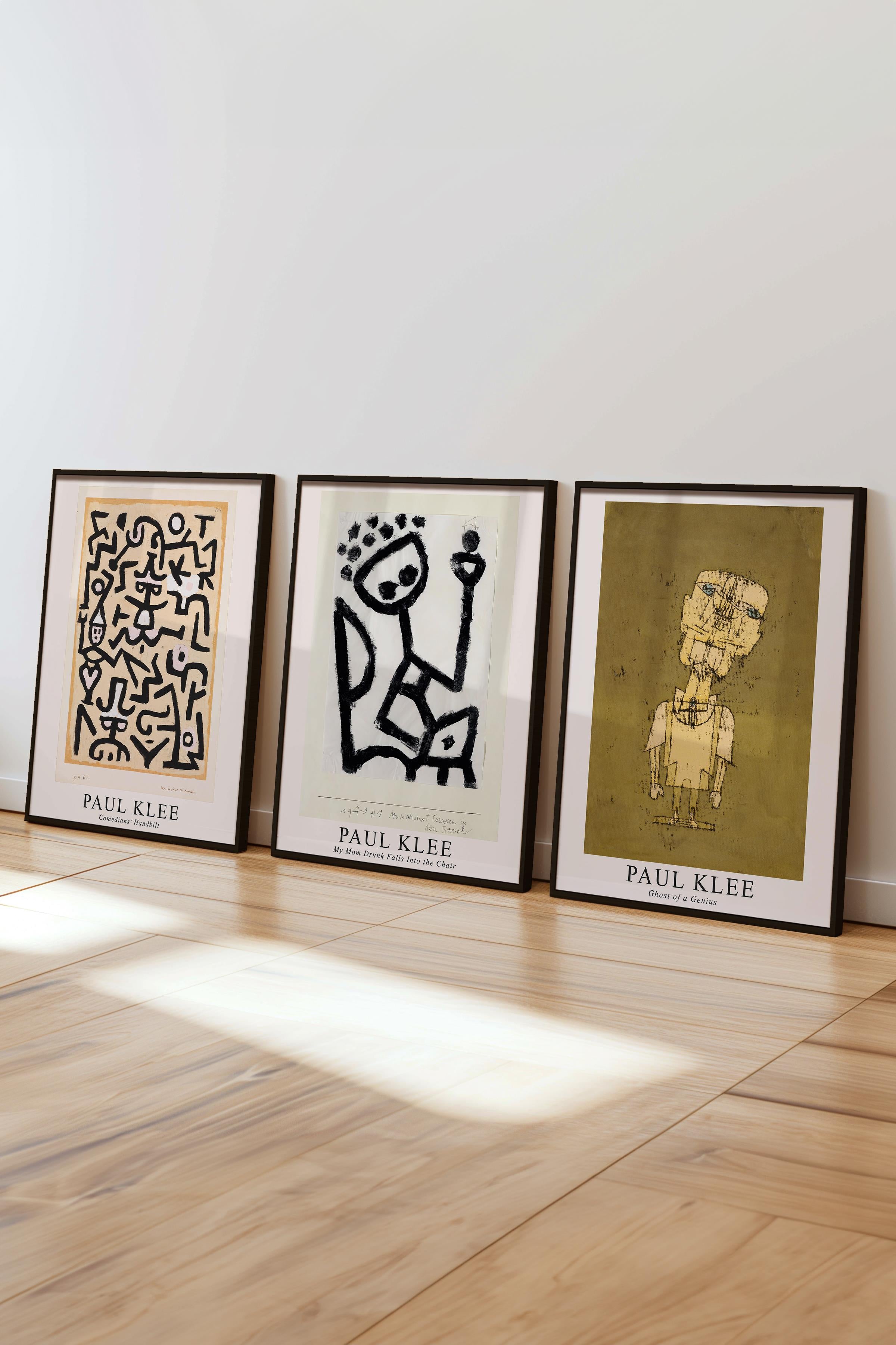 Paul Klee Tablo Seti, 3 Adet Siyah Çerçeve ve Poster - Mutfak, Salon, Yatak Odası Duvar Dekoru