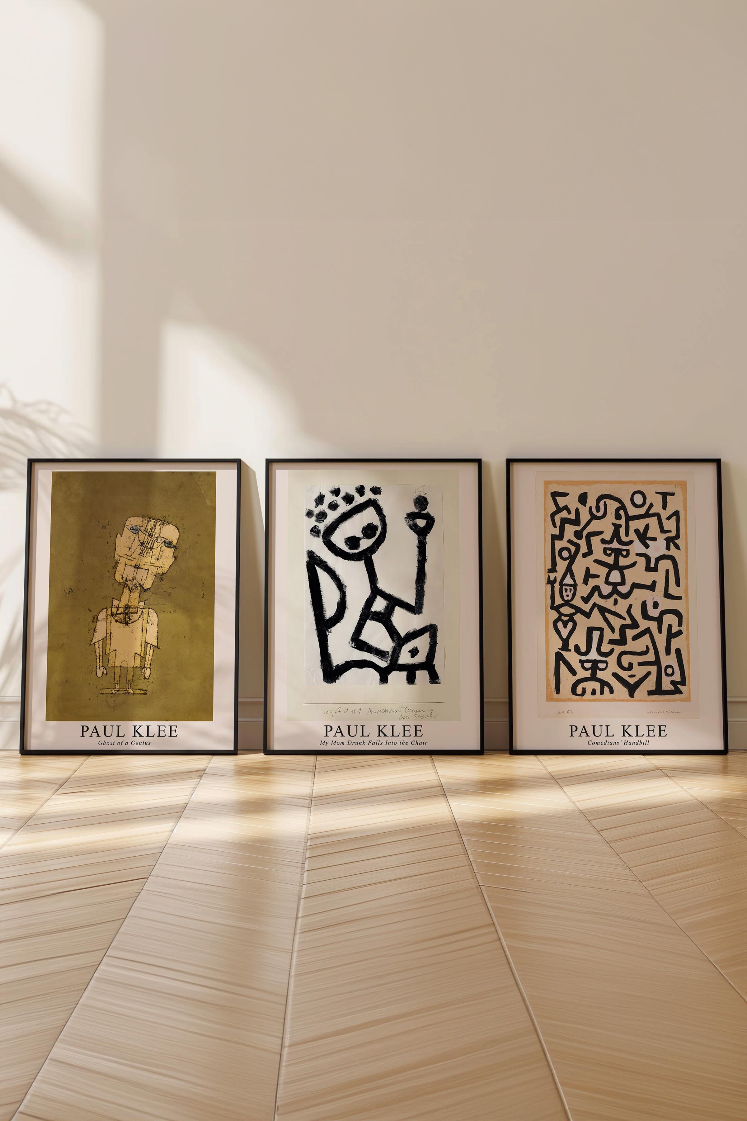 Paul Klee Tablo Seti, 3 Adet Siyah Çerçeve ve Poster - Mutfak, Salon, Yatak Odası Duvar Dekoru