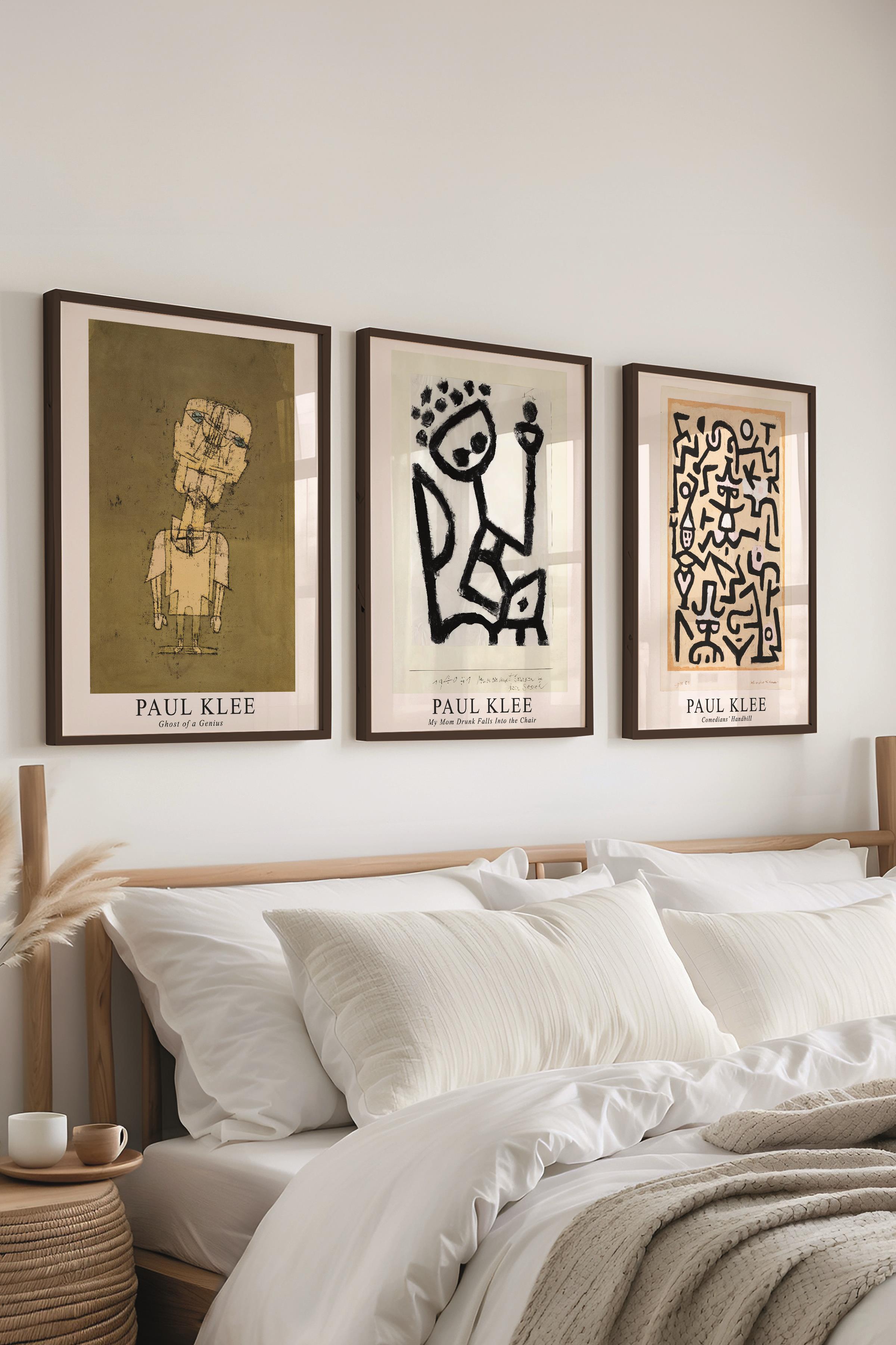 Paul Klee Tablo Seti, 3 Adet Siyah Çerçeve ve Poster - Mutfak, Salon, Yatak Odası Duvar Dekoru