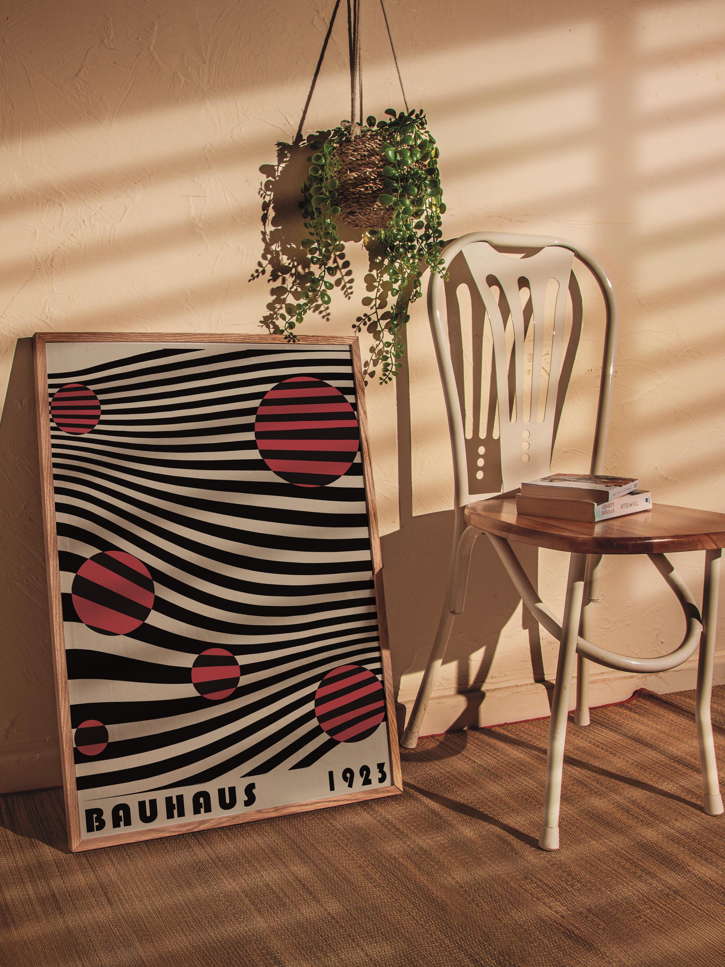 Bauhaus Tablo Seti, 3 Adet Ahşap Çerçeve ve Poster - Yatak Odası, Mutfak, Salon Duvar Dekorasyon