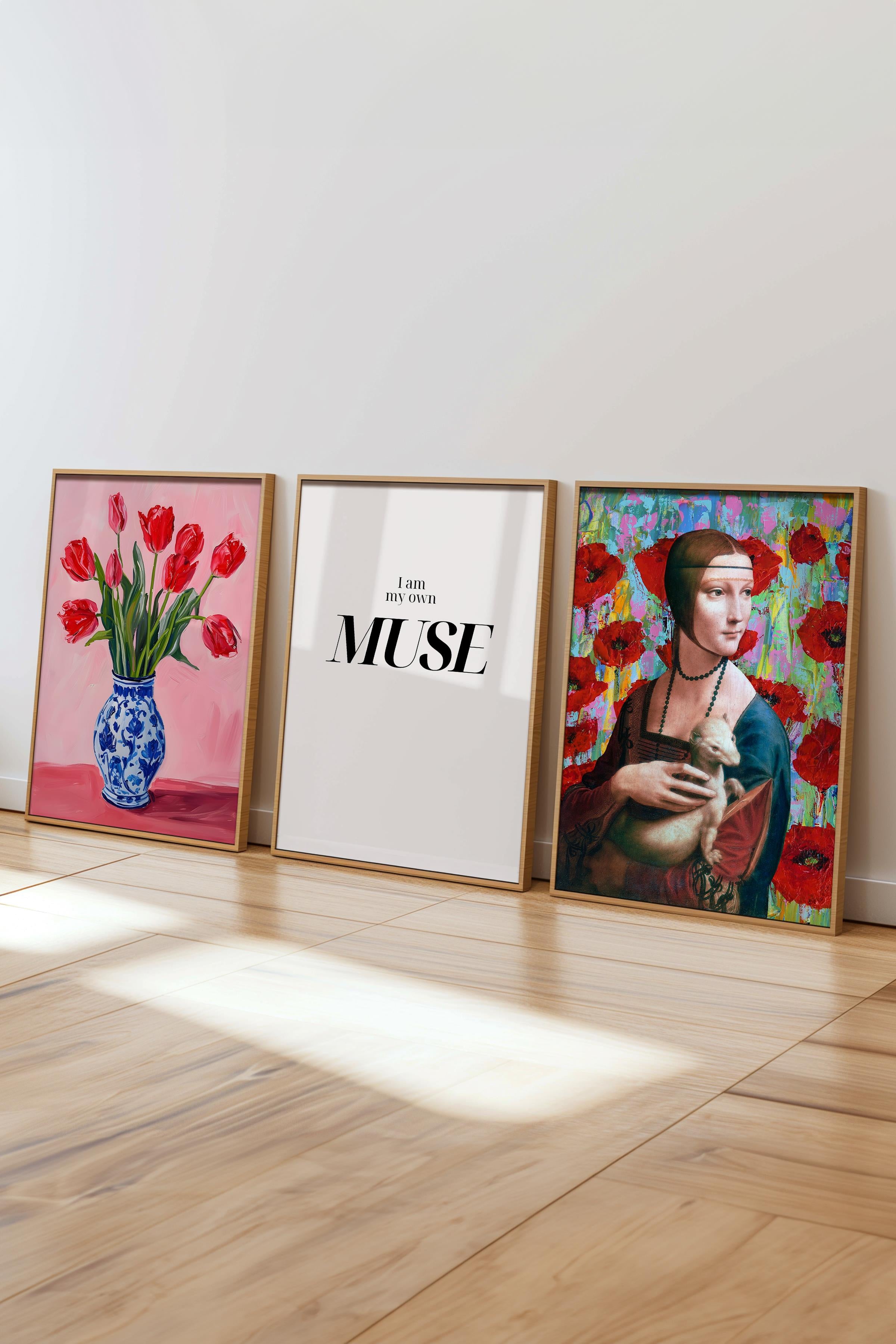 Maximalist Tablo Seti, 3 Adet Ahşap Çerçeve ve Poster - Yatak Odası, Mutfak, Salon Duvar Dekorasyon