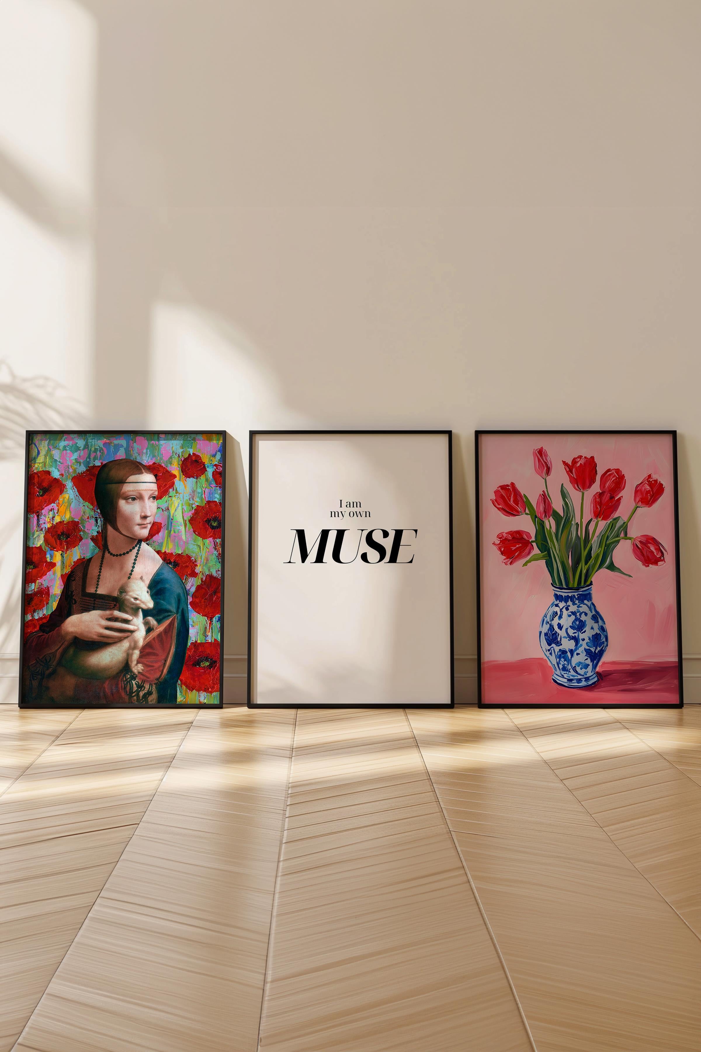 Maximalist Tablo Seti, 3 Adet Siyah Çerçeve ve Poster - Yatak Odası, Mutfak, Salon Duvar Dekorasyon