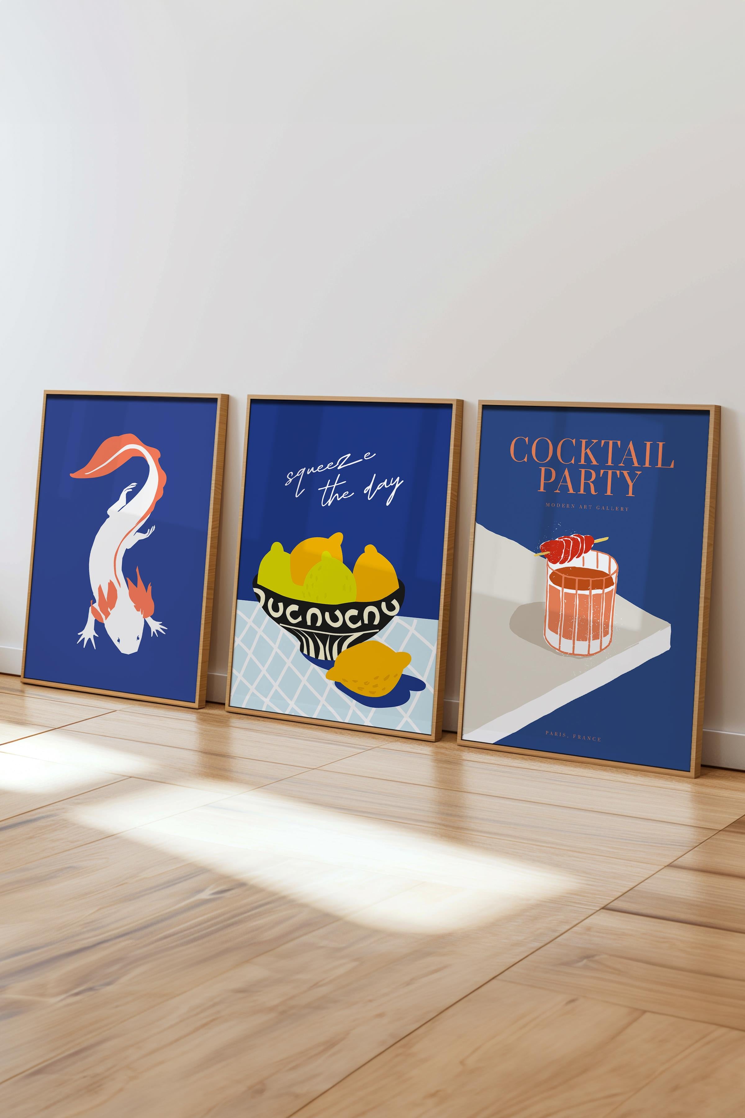 Maximalist Tablo Seti, 3 Adet Ahşap Çerçeve ve Poster - Yatak Odası, Mutfak, Salon Duvar Dekorasyon
