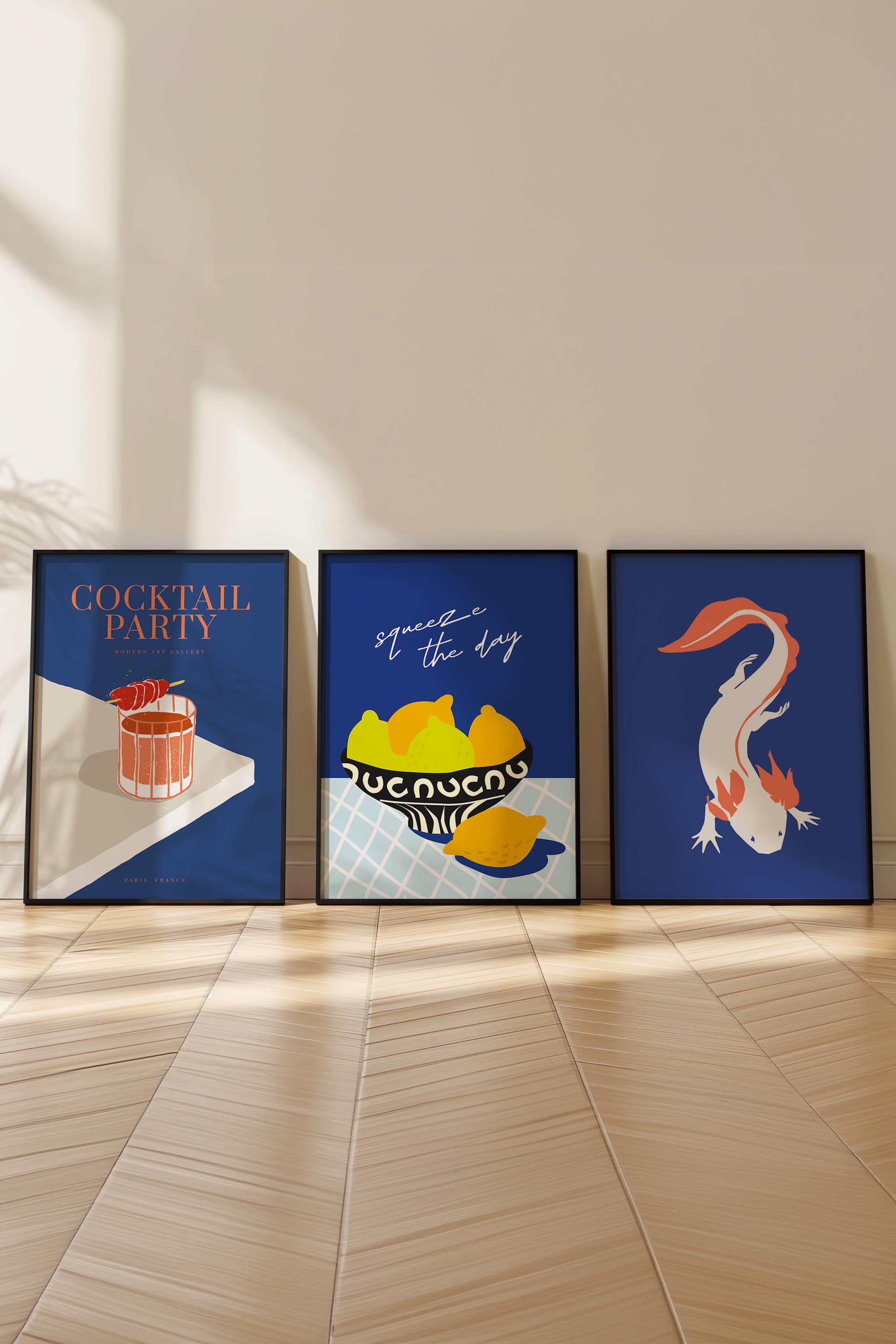 Maximalist Tablo Seti, 3 Adet Siyah Çerçeve ve Poster - Yatak Odası, Mutfak, Salon Duvar Dekorasyon