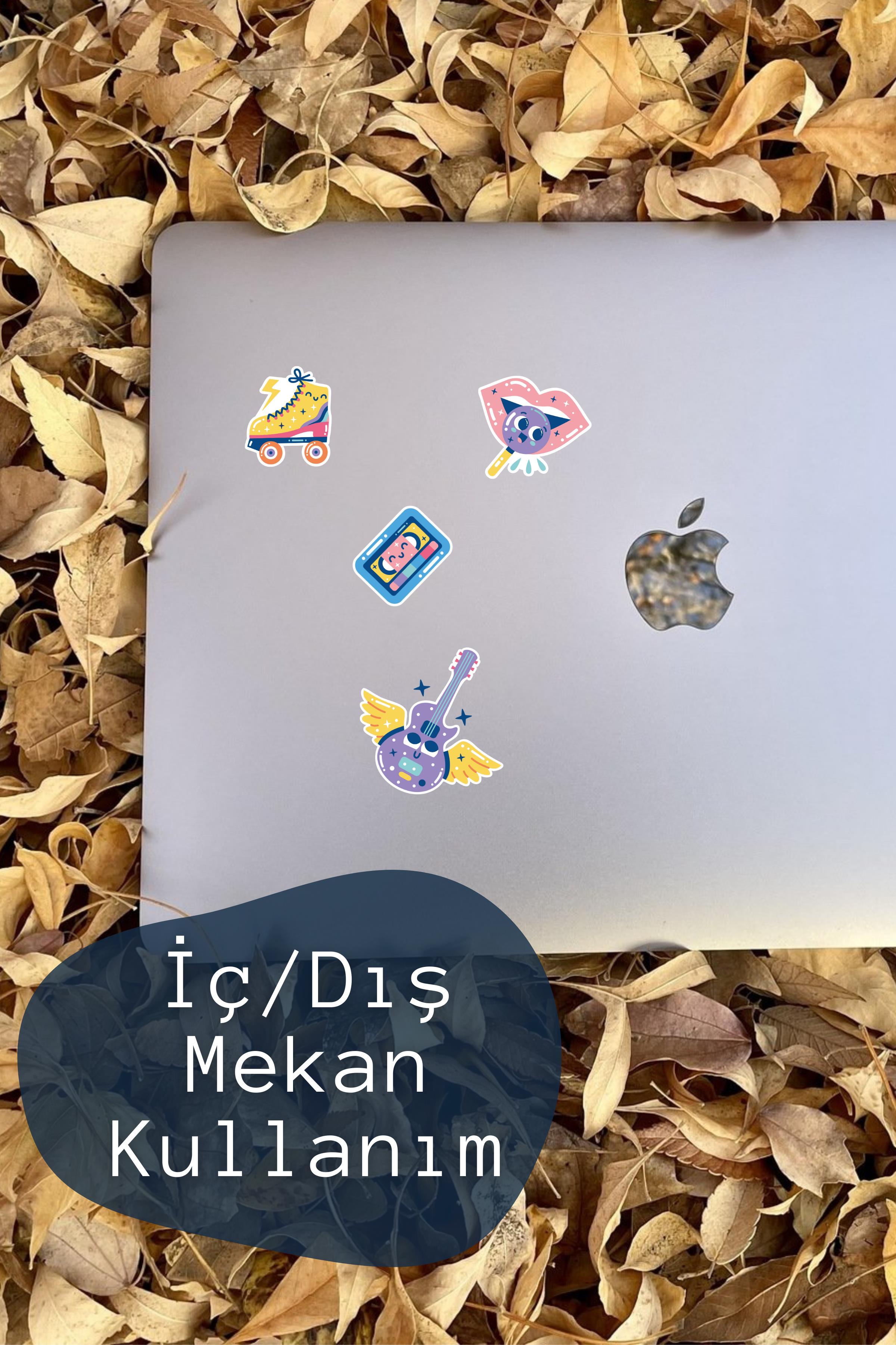 90'lar Müzik Temalı Sticker ve Etiket Seti - Orta Boy - Su Geçirmez, Kalın Yapışkanlı Sticker Seti