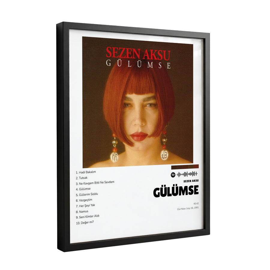 Minimal Albüm Kapağı Tablosu – Siyah Çerçeve, Kişiye Özel Spotify Kodlu Poster