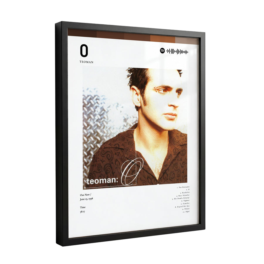 Retro Albüm Kapağı Tablosu – Siyah Çerçeve, Kişiye Özel Spotify Kodlu Poster